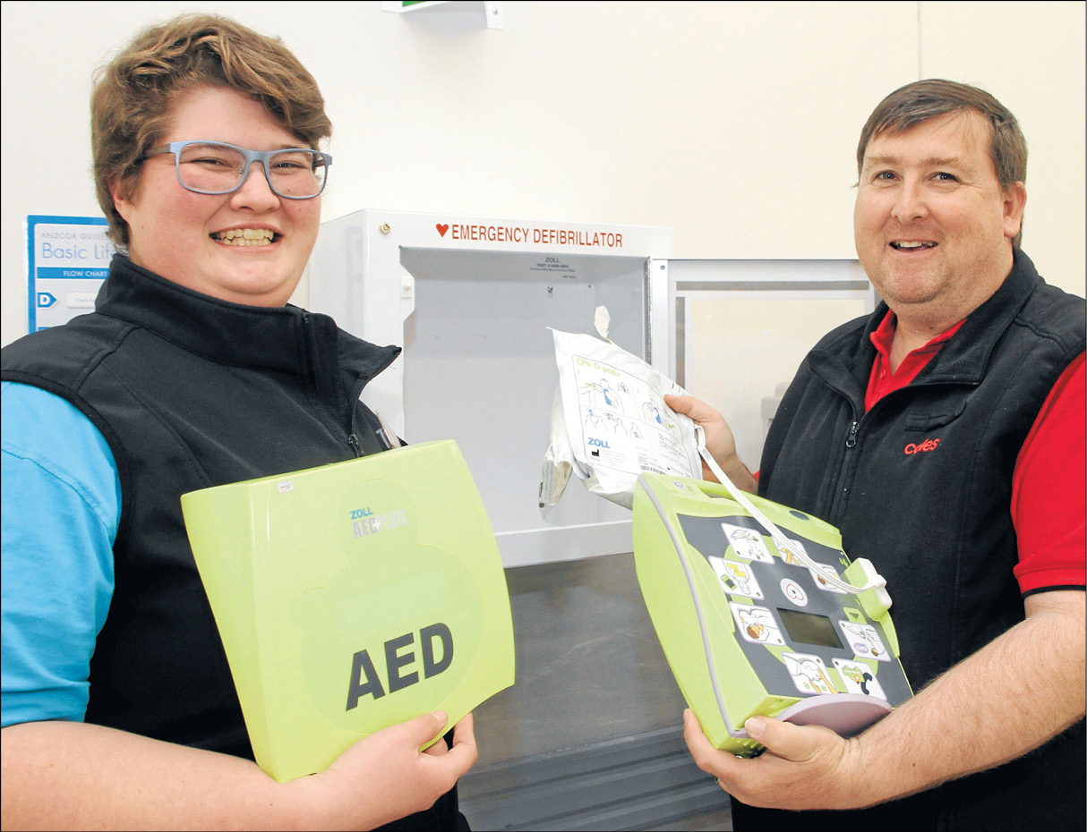 Coles staff ready with a defibrillator they hope they will never have to use