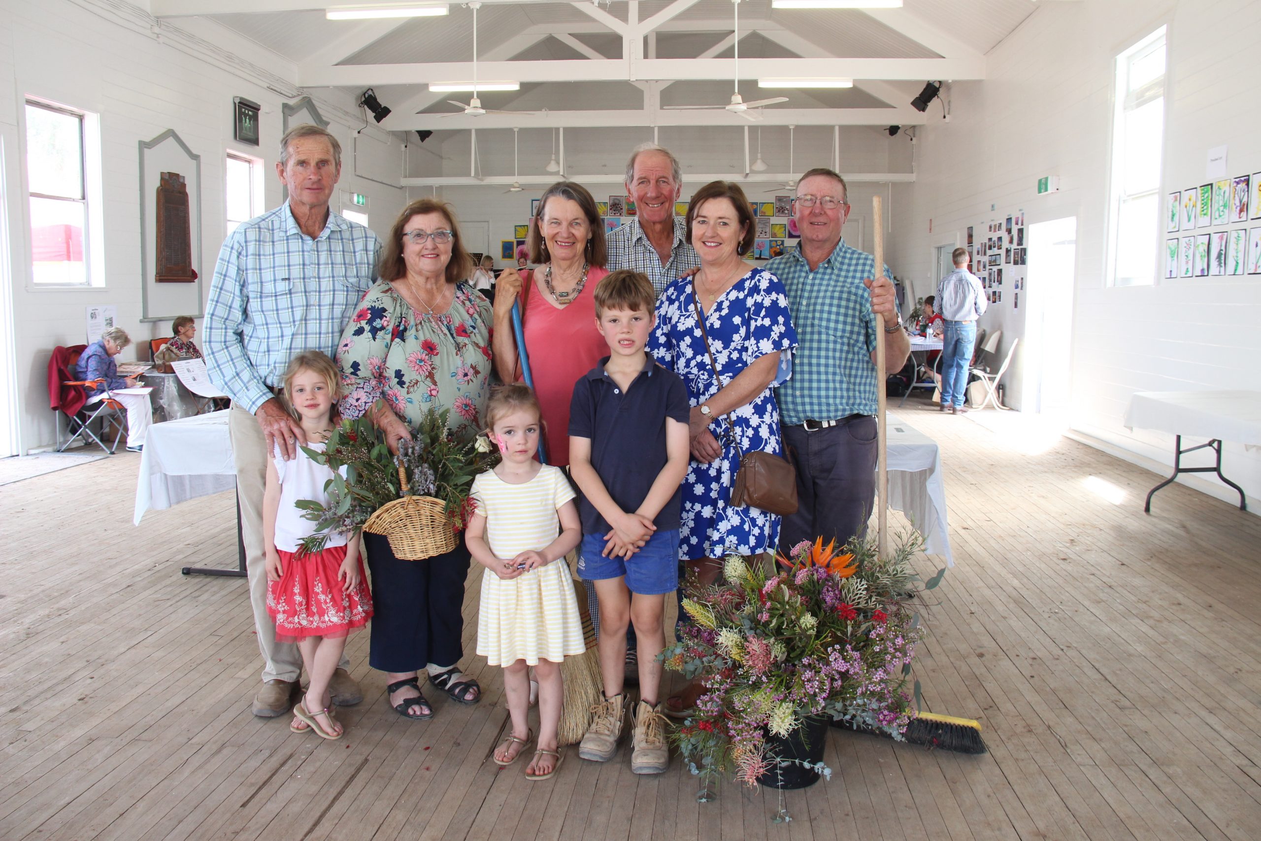 Burren Junction School of Arts Hall committee members Philip and Elizabeth Powell, Coral and Philip Marshall with Lucinda and Sandy Stump, front, Rachel, Maggie and Harry Powell.