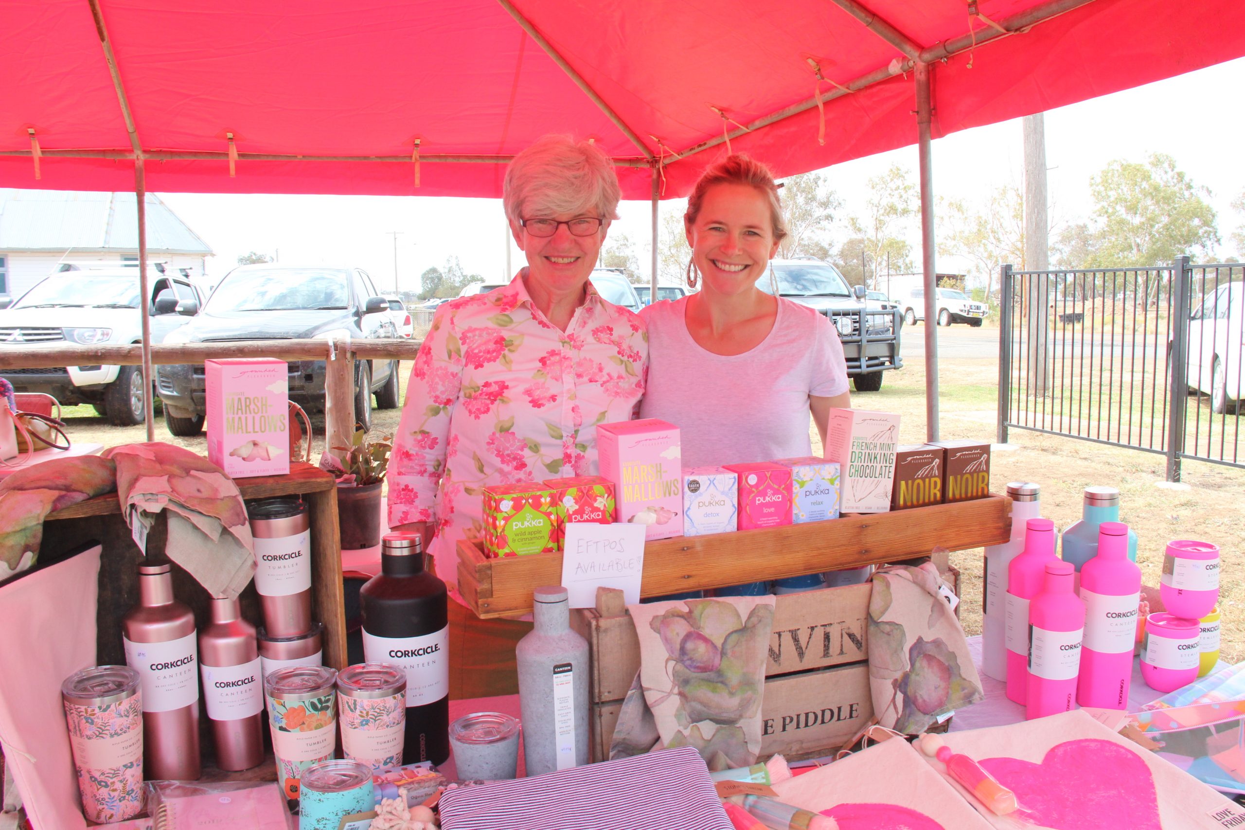 Annie and Katie Murray at the market stalls.