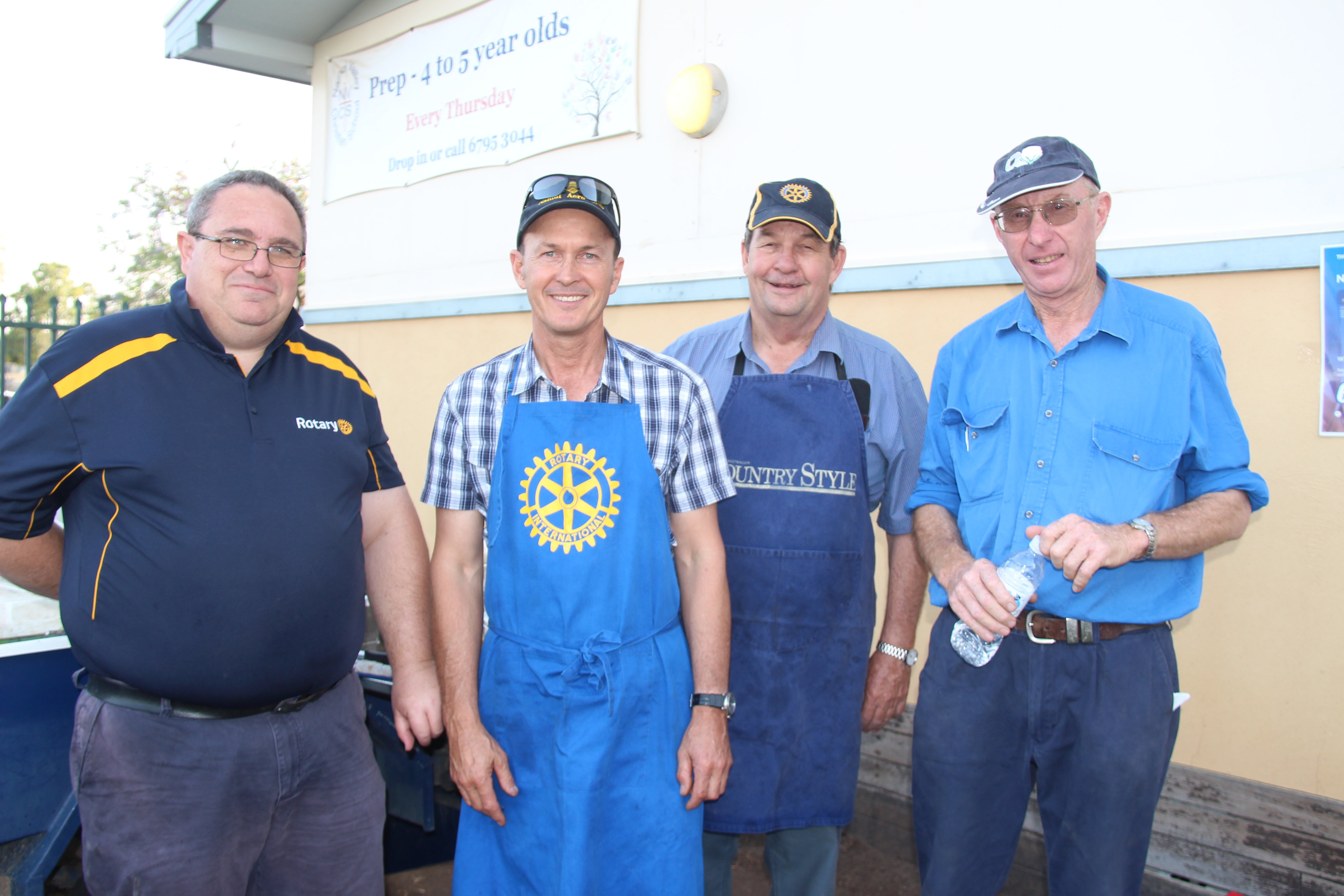 Rotary cooked up their signature steak and sausages sandwiches for the big crowd. Pictured Steve Edwards-Catt, Andrew Greste, Kerry Watts and Richard Schwager.