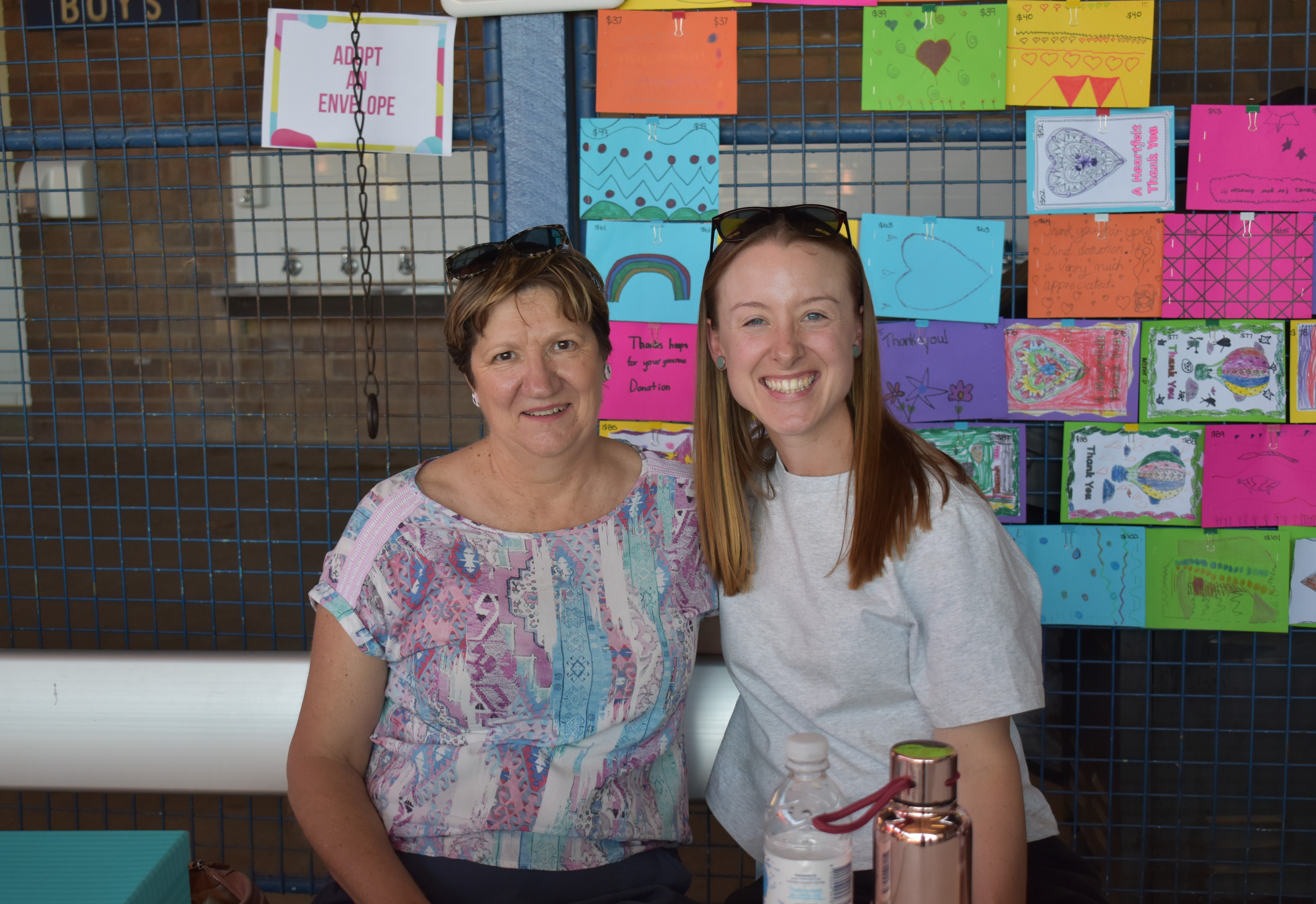 At the ‘Adopt an Envelope’ stall: Gail Knight and Lorna Gleeson.