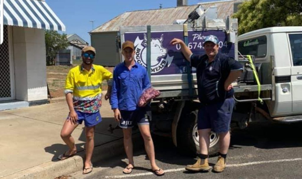 Sean Campman, Garth Lambert and AJ Stevens outside Boggabri Meats. Photo supplied
