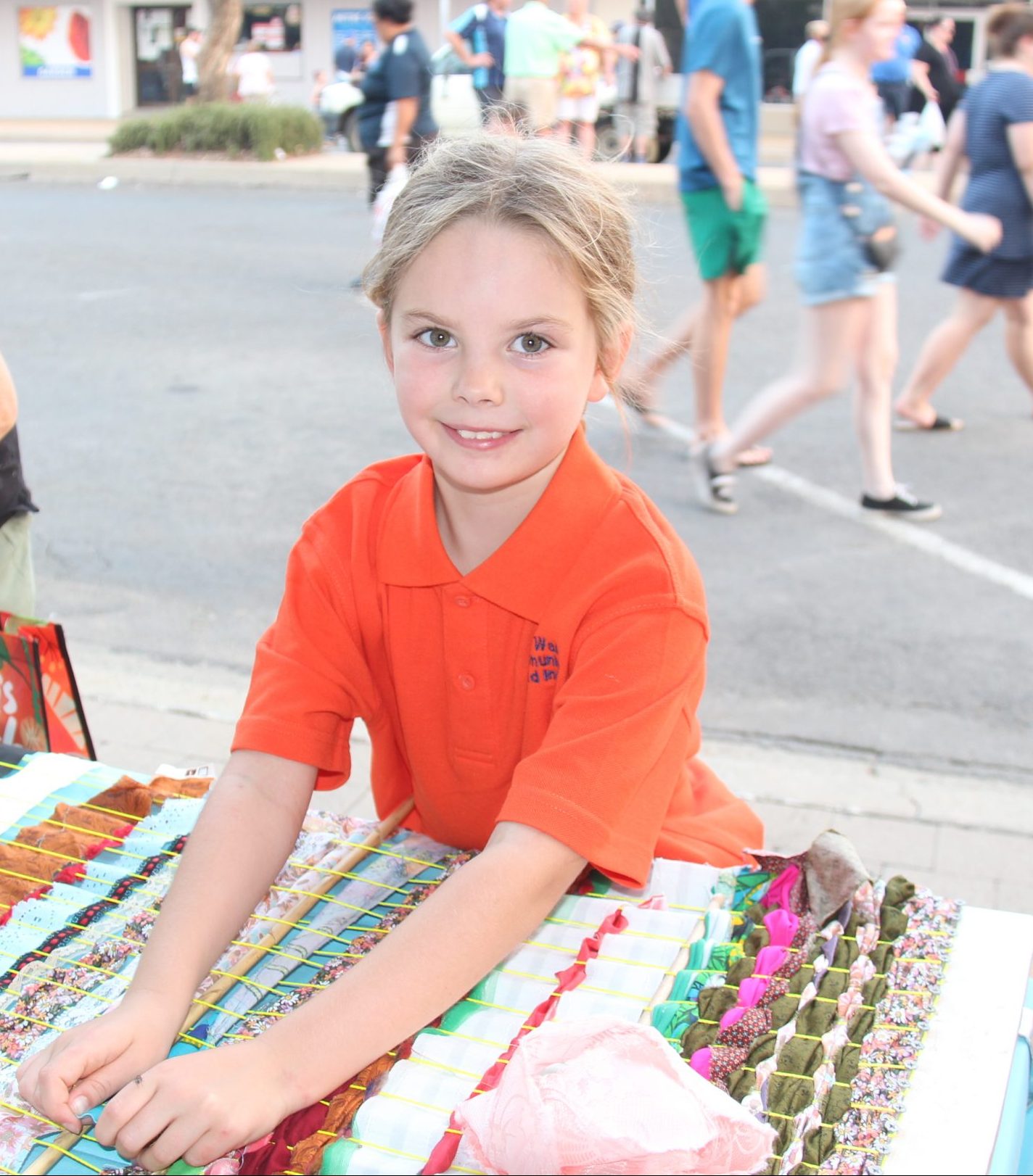 Children also got involved with the weaving workshop including Elsie Bennett.