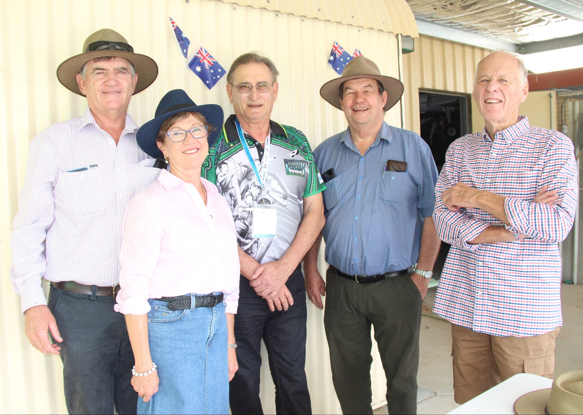 Jono and Wendy Phelps, Narrabri Shire’s Australia Day Ambassador Len Pascoe, Kerry Watts and Jim Lennon.