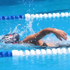 Toby Michell-Smith and Tayla Nott swim Country times