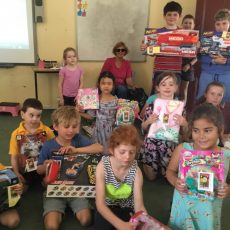 Bellata kids say ‘thank you’ to East Cessnock Bowling Club for new toys