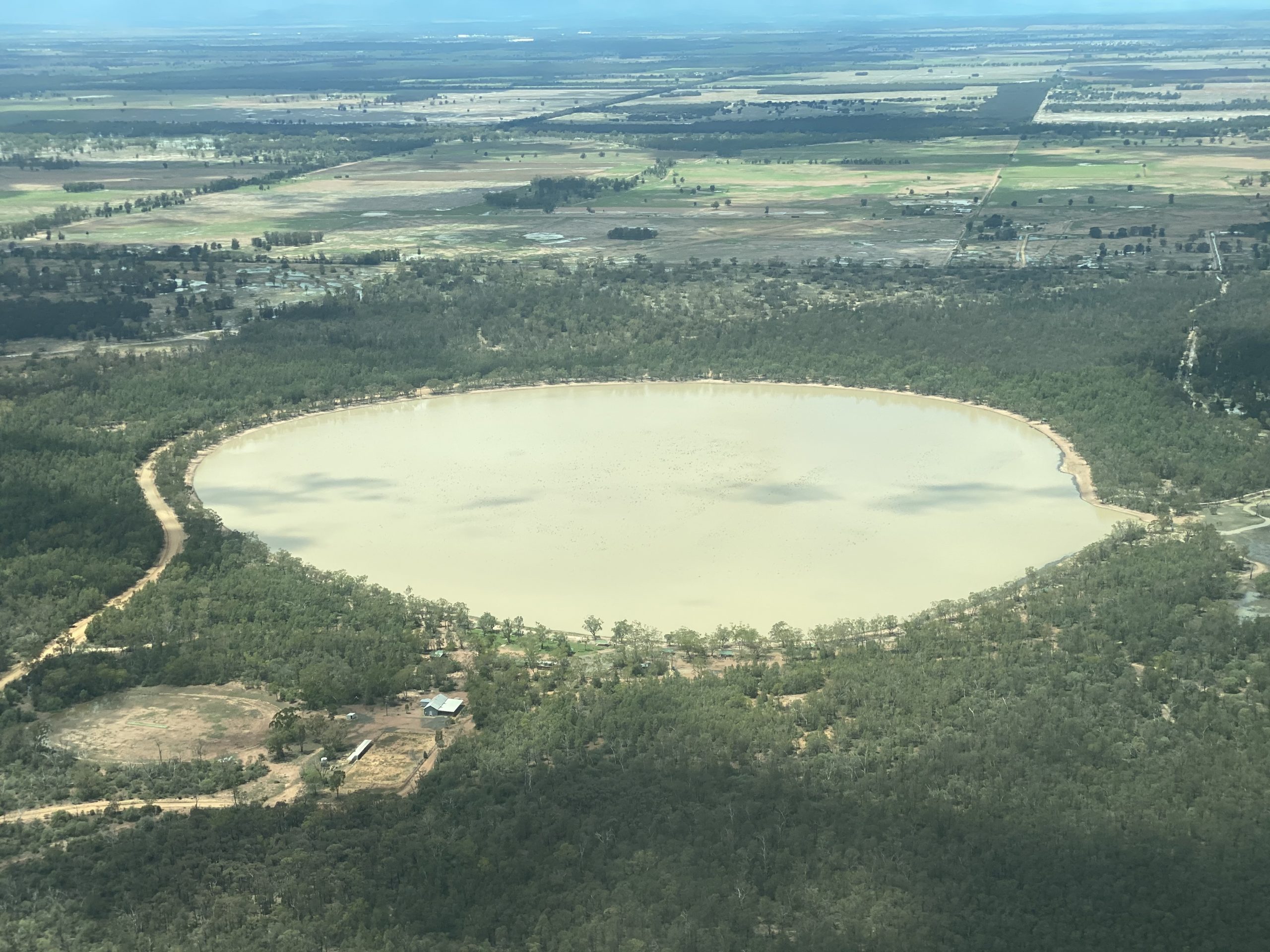 A bird’s eye view of Yarrie Lake after the rainfall, this photo was taken on Tuesday.