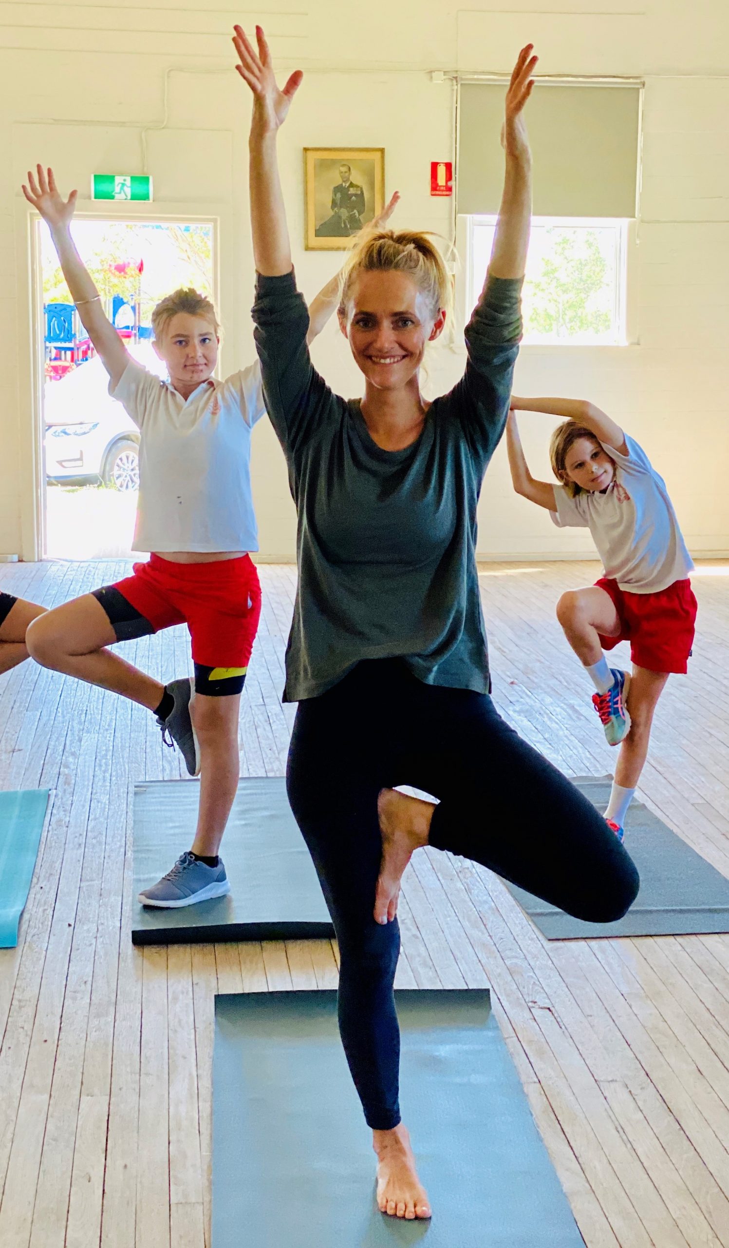 Yoga and mindfulness teacher Katy Simshauseur, Kendra Cook and Bec McMahon.