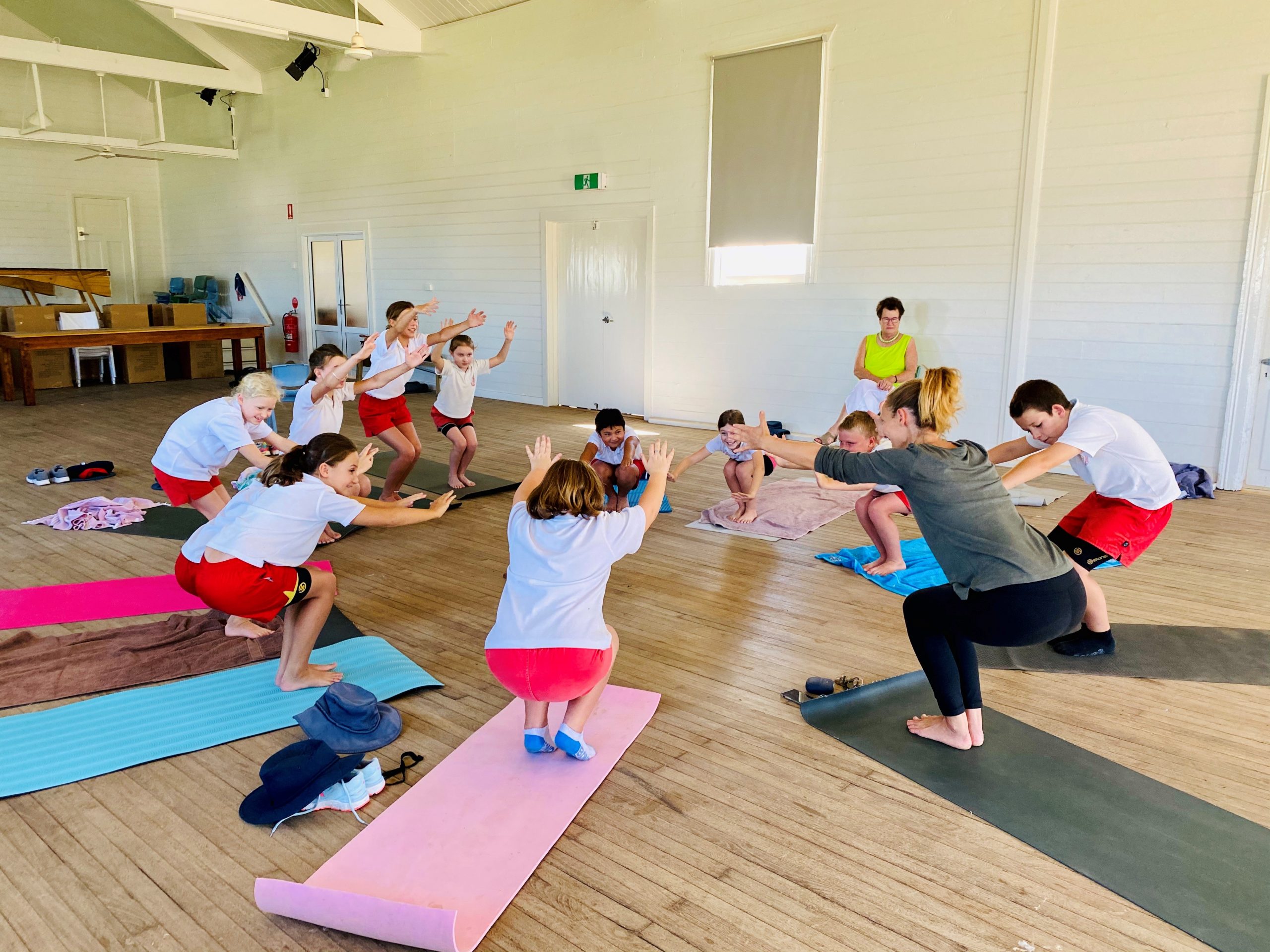 Burren Junction Public School students taking part in yoga and mindfulnees practice.