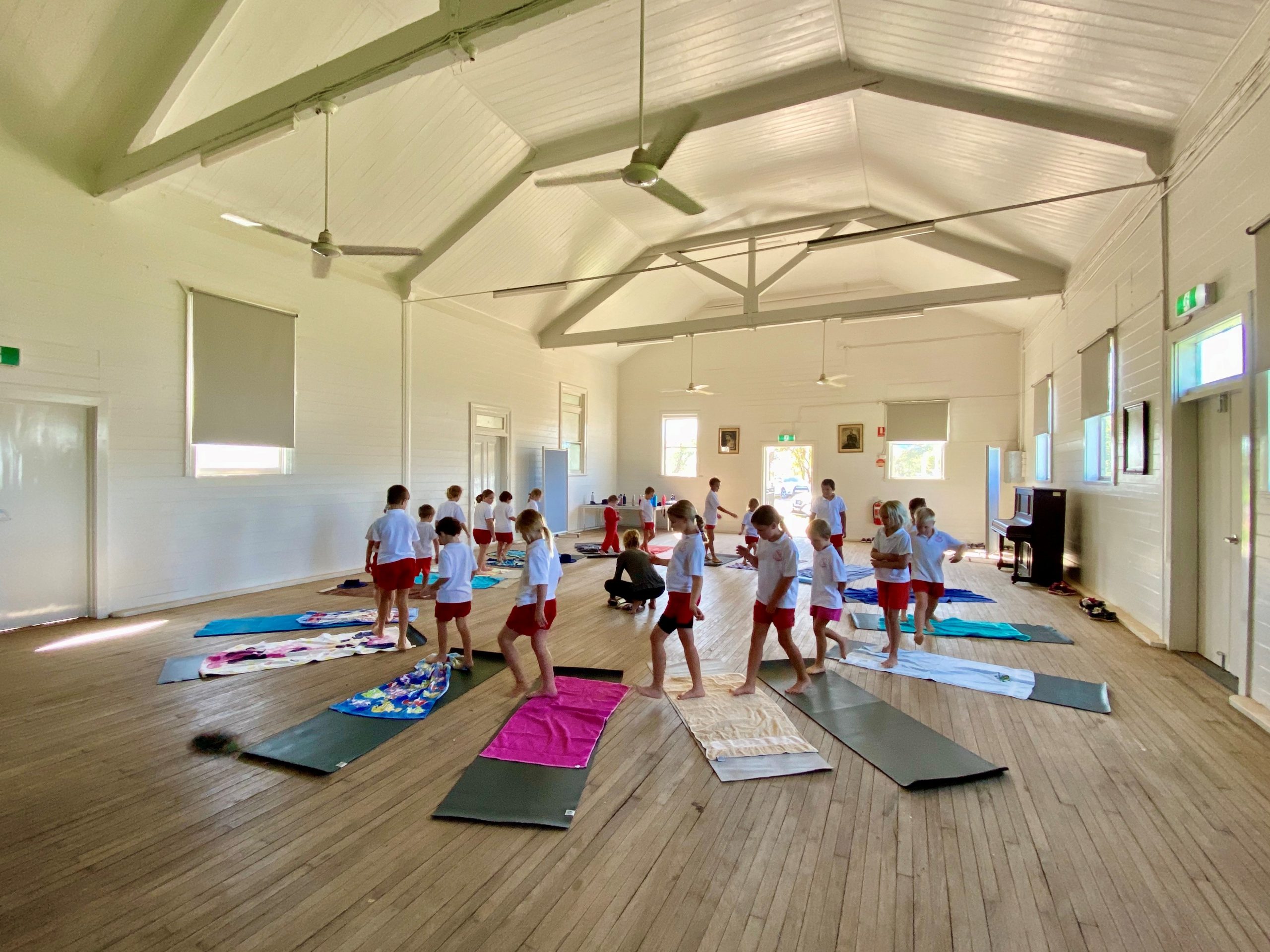 Burren Junction Public School students taking part in yoga and mindfulnees practice.