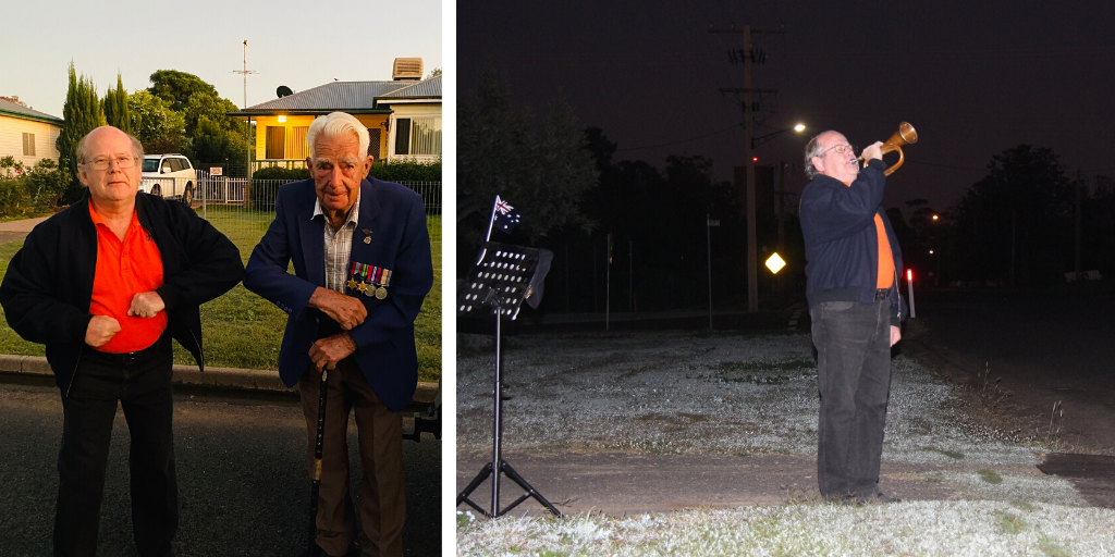 The bugler and the World War II veteran.  A ‘very different’ Anzac Day.