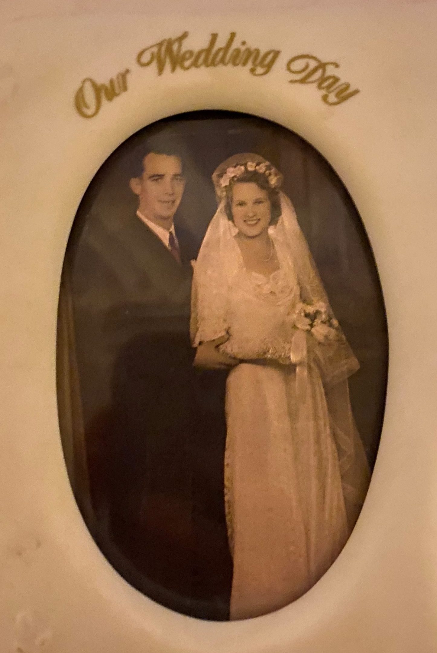 A photo John Collett keeps of him and his late wife Fay on their wedding day in 1949.