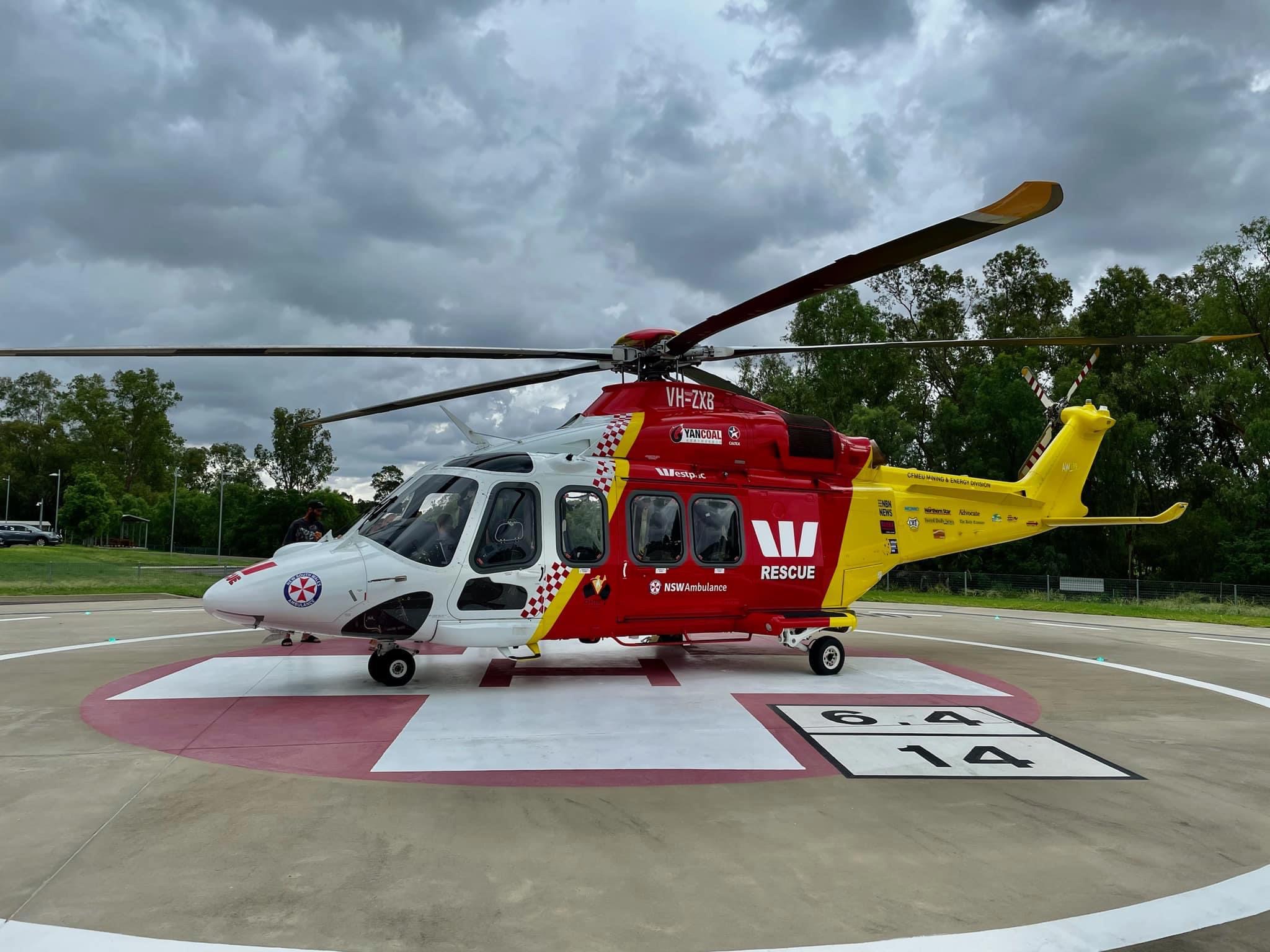 Westpac Rescue Helicopter tasked to carry out urgent medical retrieval from Narrabri Hospital