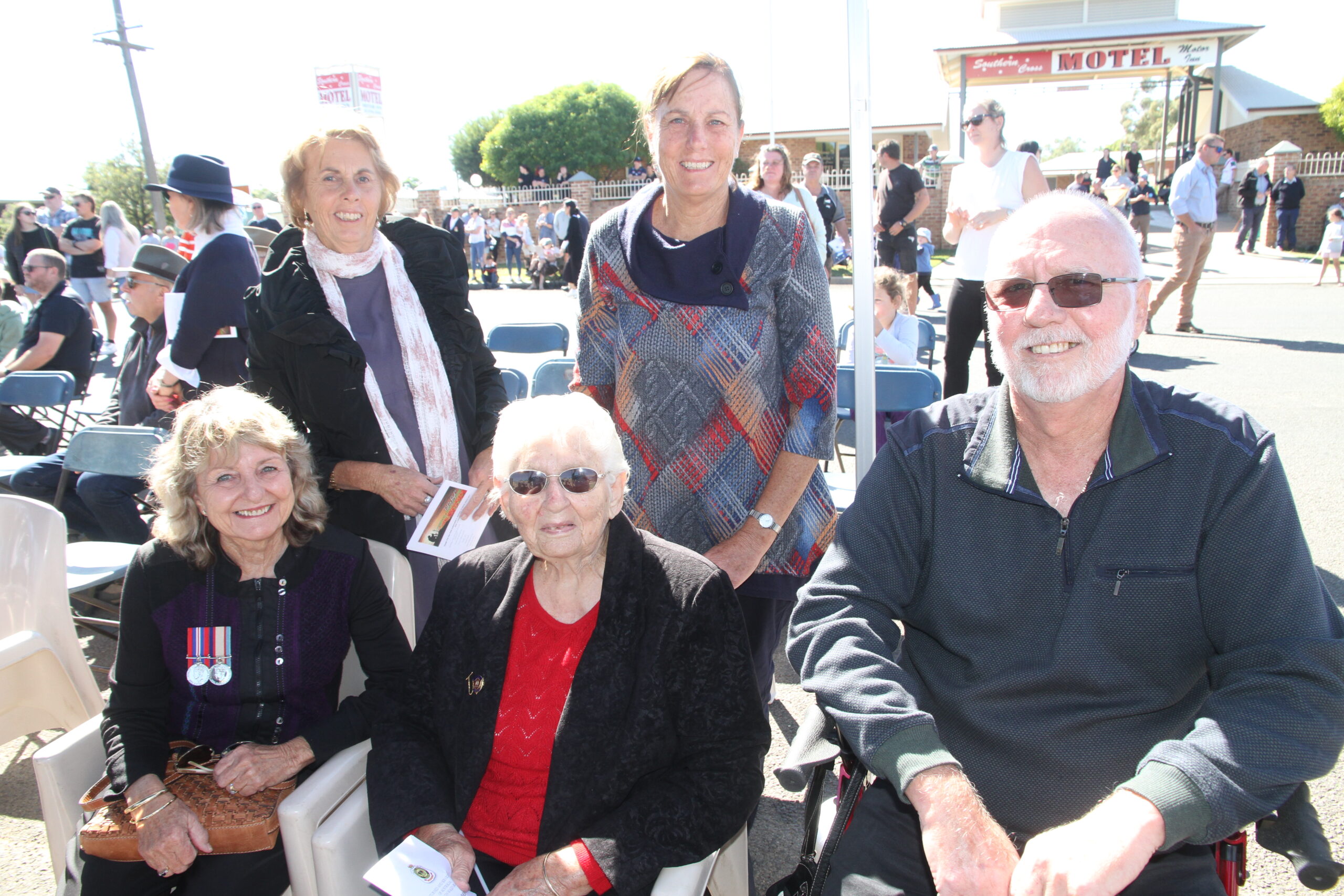 Back, Bernadette O’Connor, Jo Morley, front from left, Vicki, Shirley and Wayne Graham.