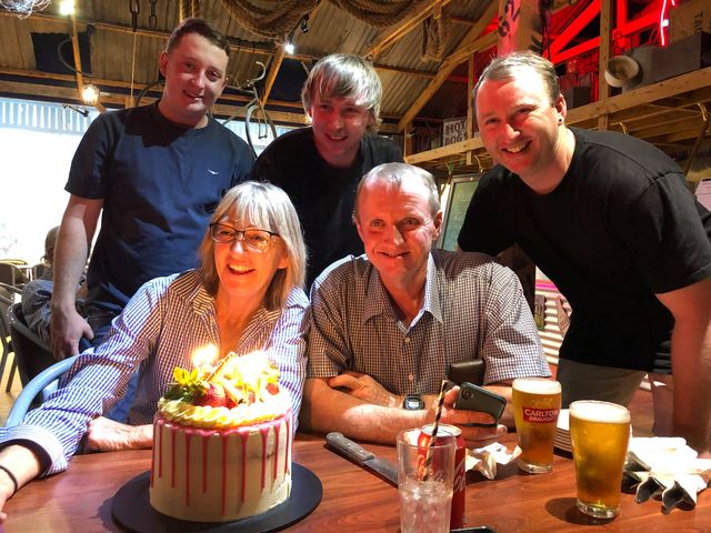 Back, Justin, Dylan and Nathan McInnes with, front, mum Tracey McInnes and dad Jason McInnes.