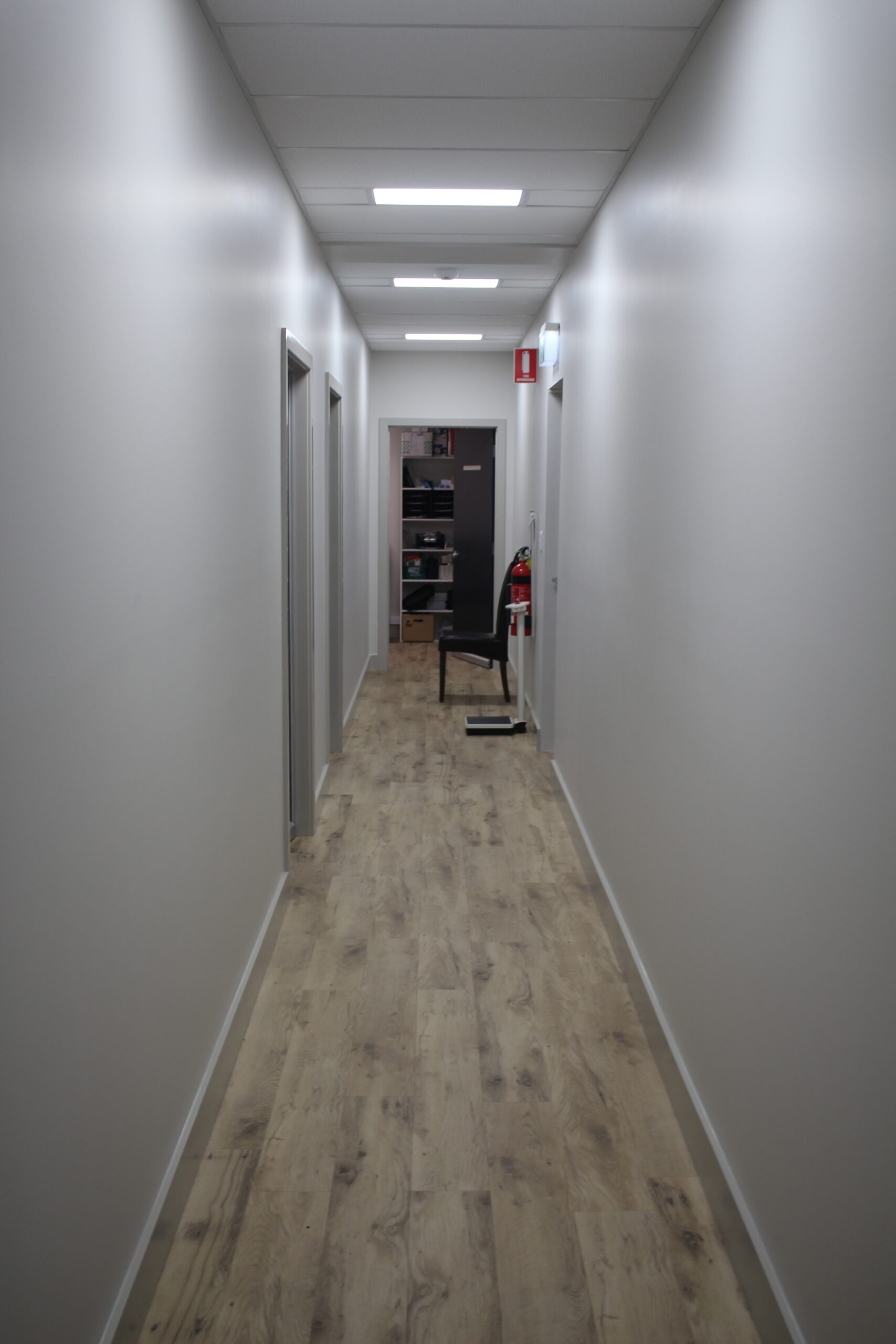 The new hallway leading to the three new consultation rooms.