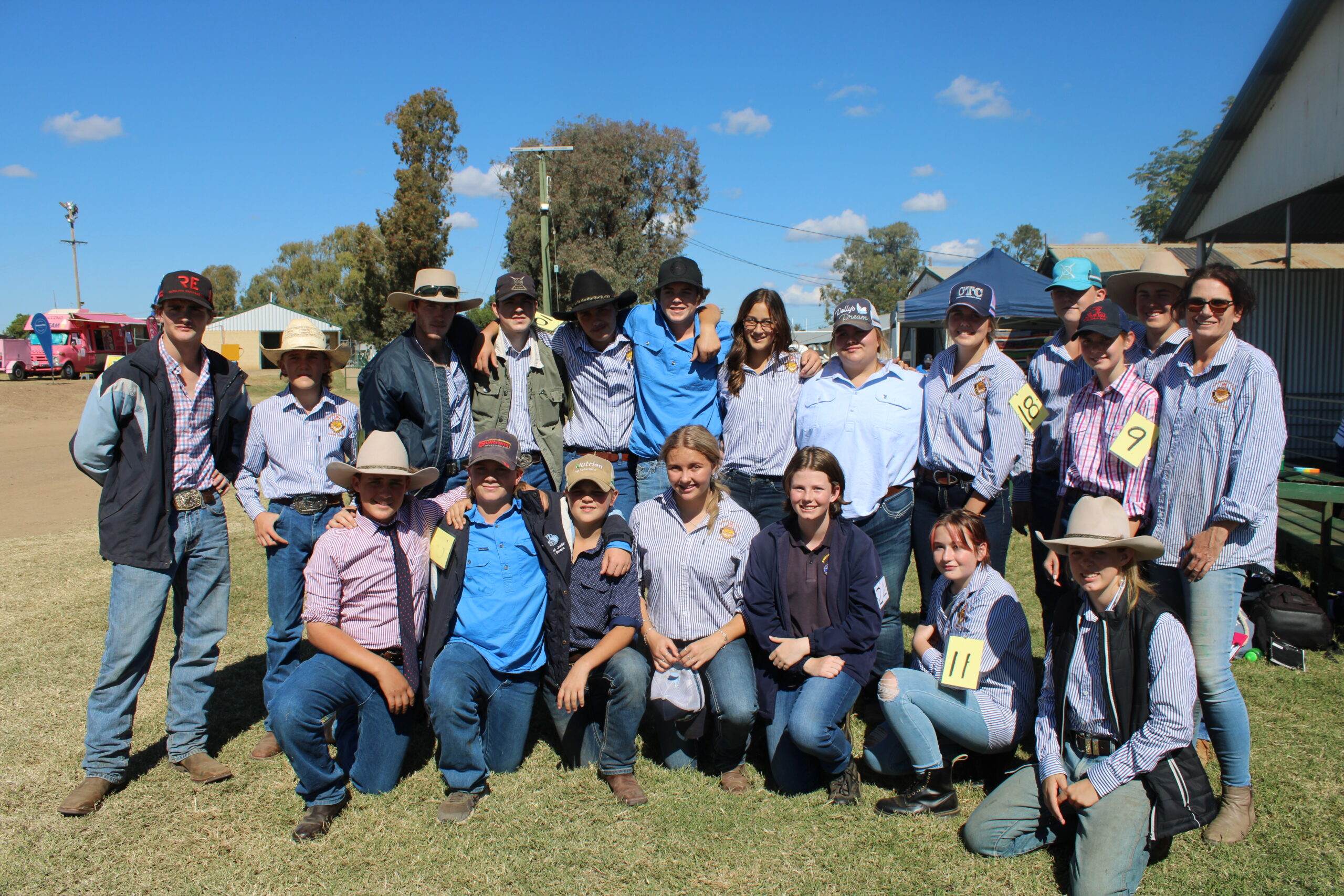 Narrabri High School at the show, back, Colby Davies, Matthew Todd, Luke Scott, Jaxon Davies, Fletcher Williams, Jack Smith, Amelie Johnson, Charlie Cooke, Denae Seymour, Zane Cuell, Caitlin Evans, Matthew Evans, Miss Baldwin, front, Ashley Finlay, Mack Davies, Darcy Dickinson, Amalie Gosper, Maeve Harris, Jacky Ham and Amelia Beer.