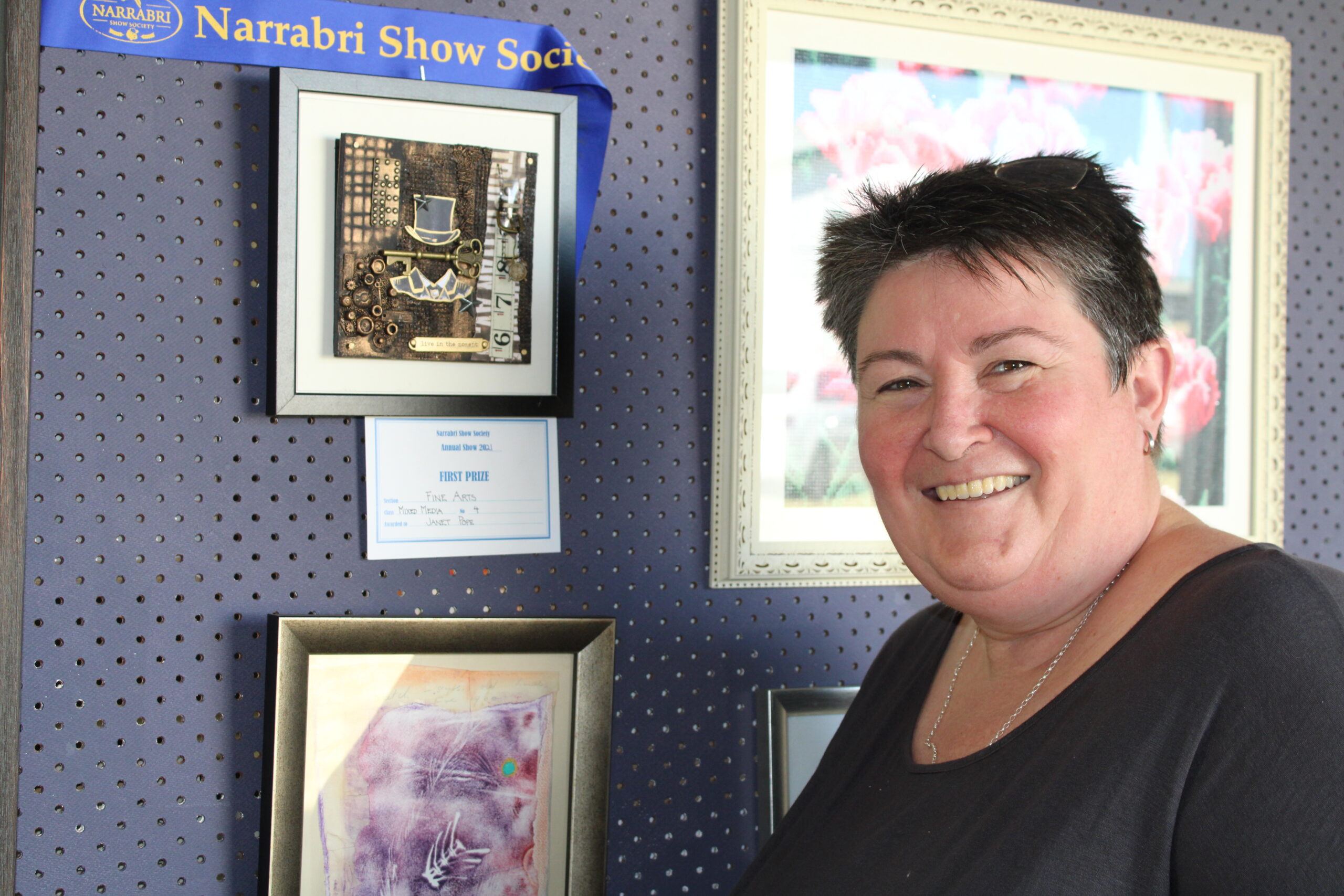 Janet Pope with her first prize entry in the fine arts pavilion.