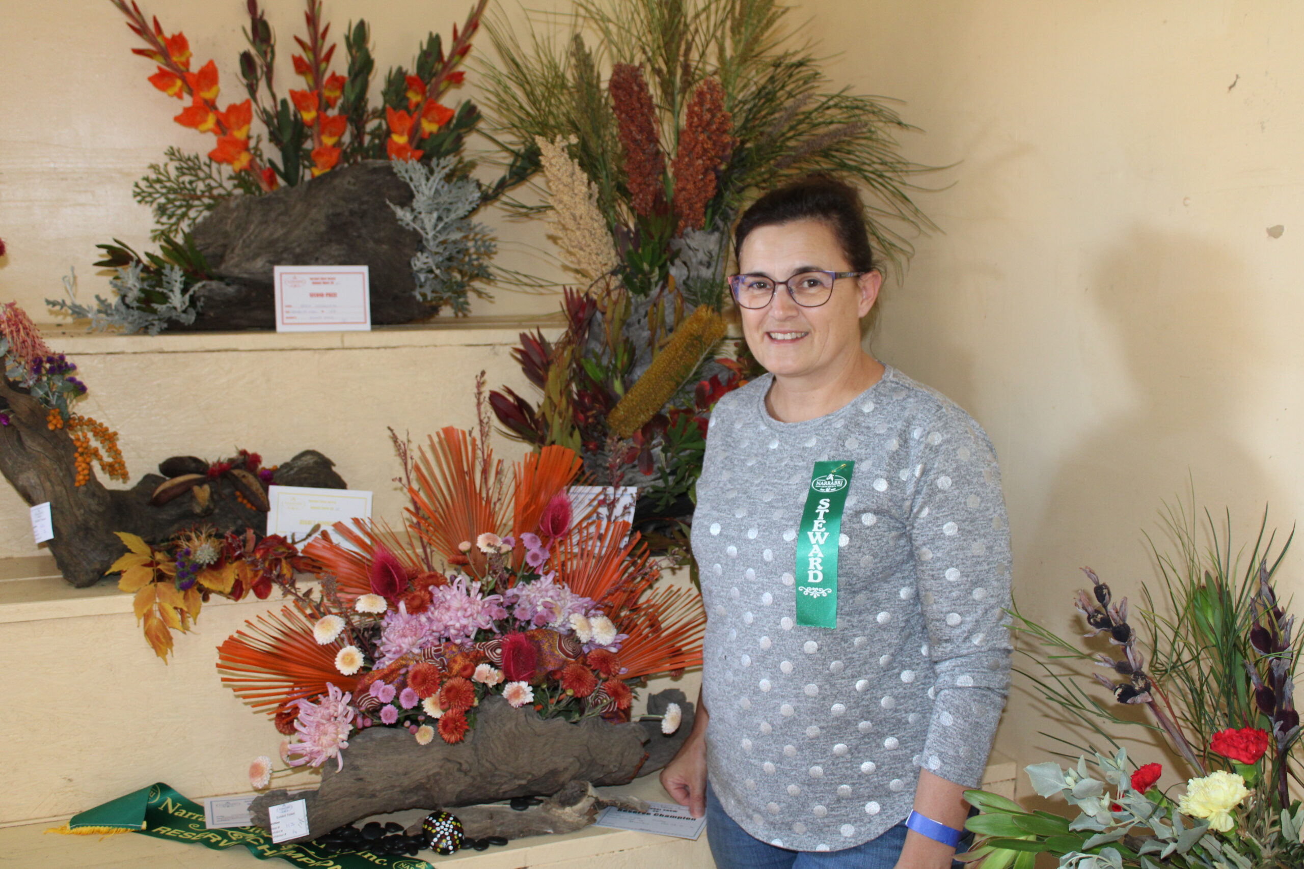 Kylie Finlay was awarded reserve champion for this arrangement she entered into the horticultural pavilion.