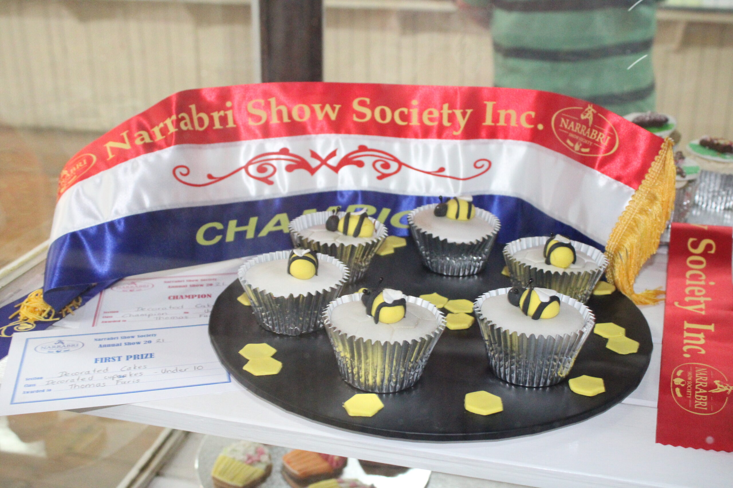 Thomas Faris’ bee-themed cupcakes, entered in the decorated cupcakes (under 10) class, were awarded a champion ribbon.