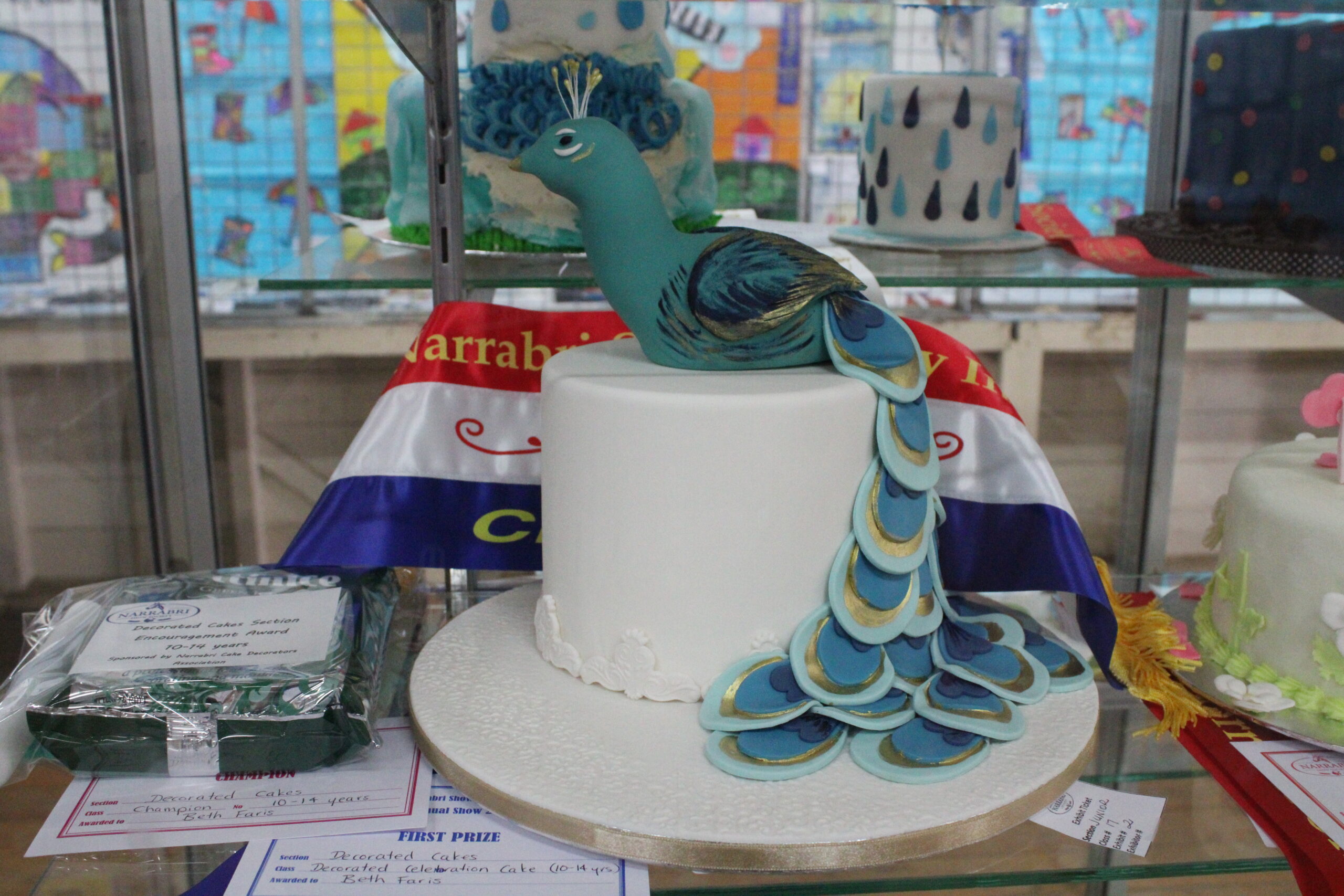 Beth Faris collected a champion ribbon for this peacock cake she entered into the decorated celebration cake (10-14 years) class.
