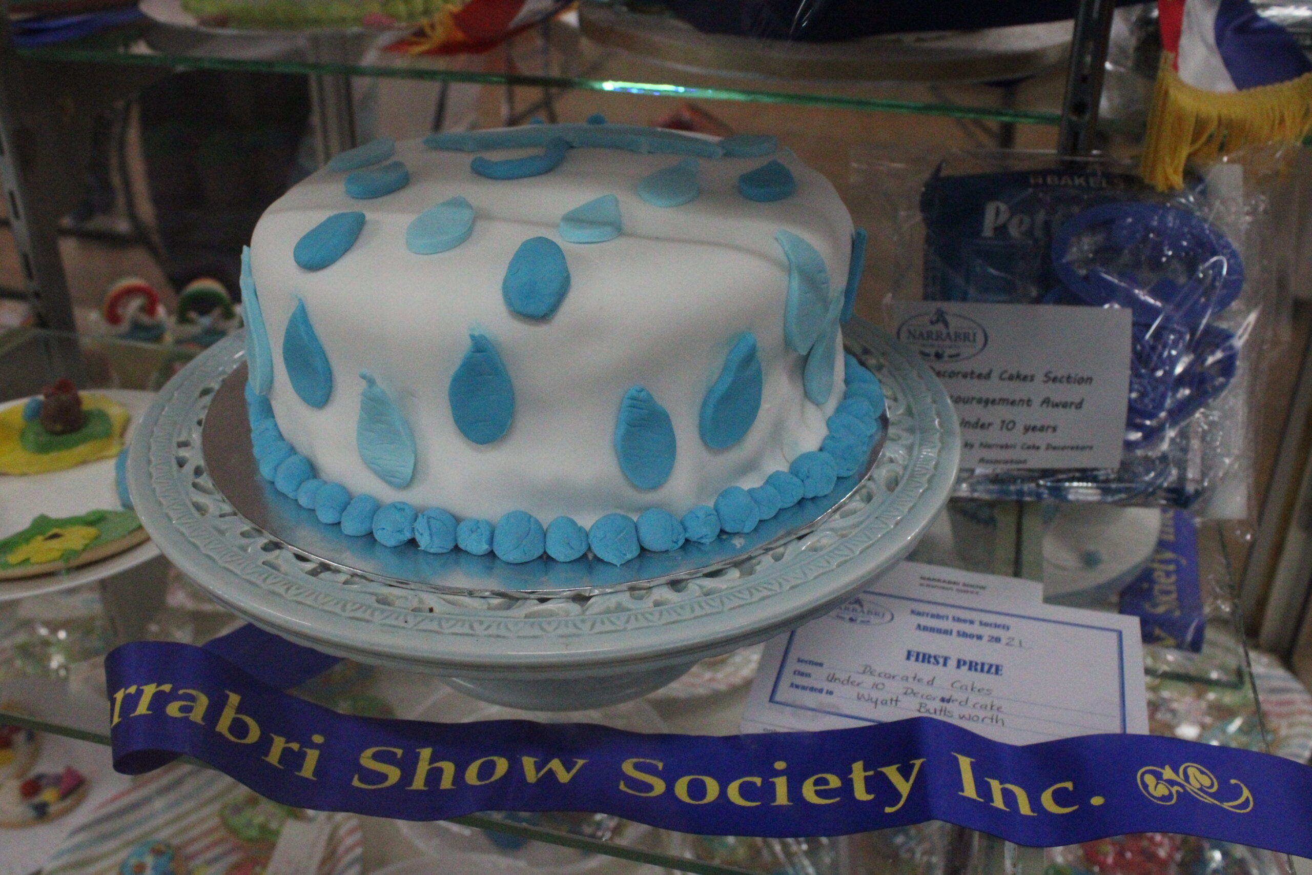 Wyatt Butterworth was awarded first prize in the under 10 decorated cake class.