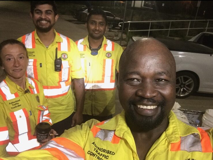 Roads remarked by multicultural crew