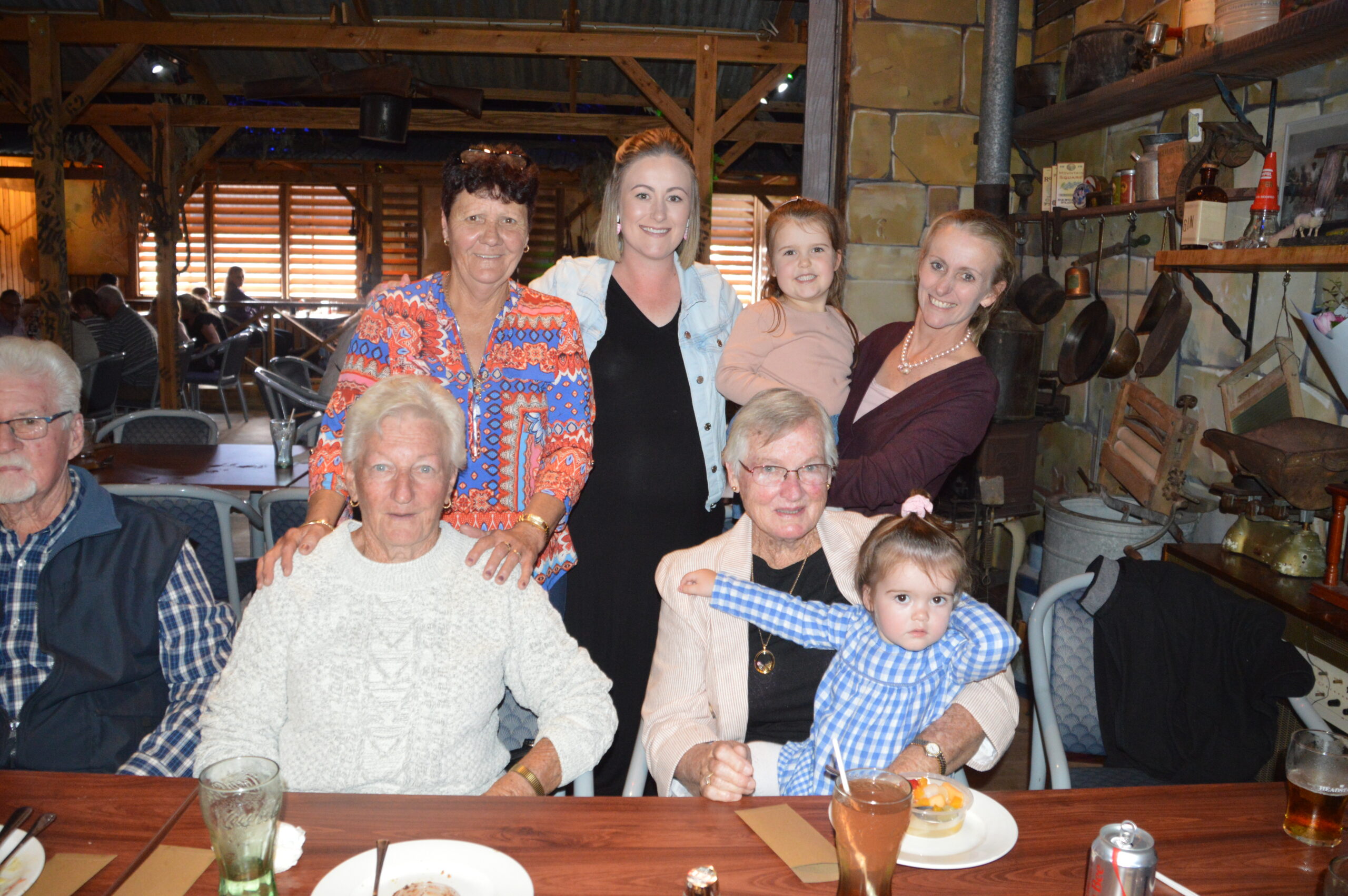 Back, Carlene, Emily and Lucia Quirk, Karen Brooks, front, Anne Palmer, Deris Brooks and Florence Quirk at the Outback Shack.