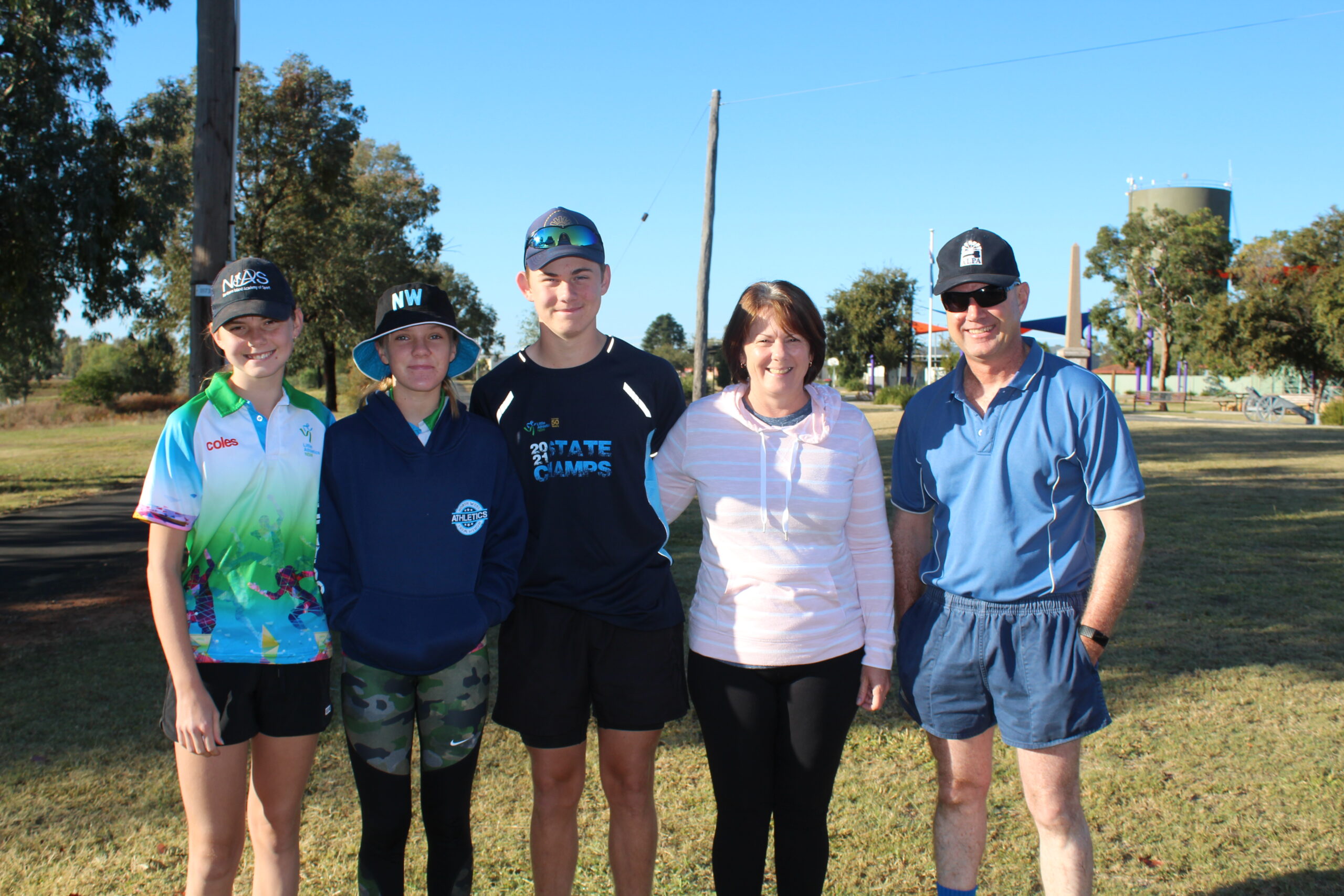 Caitlin Evans and Ruby Clayton with Matthew, Cathy and Bruce Evans.