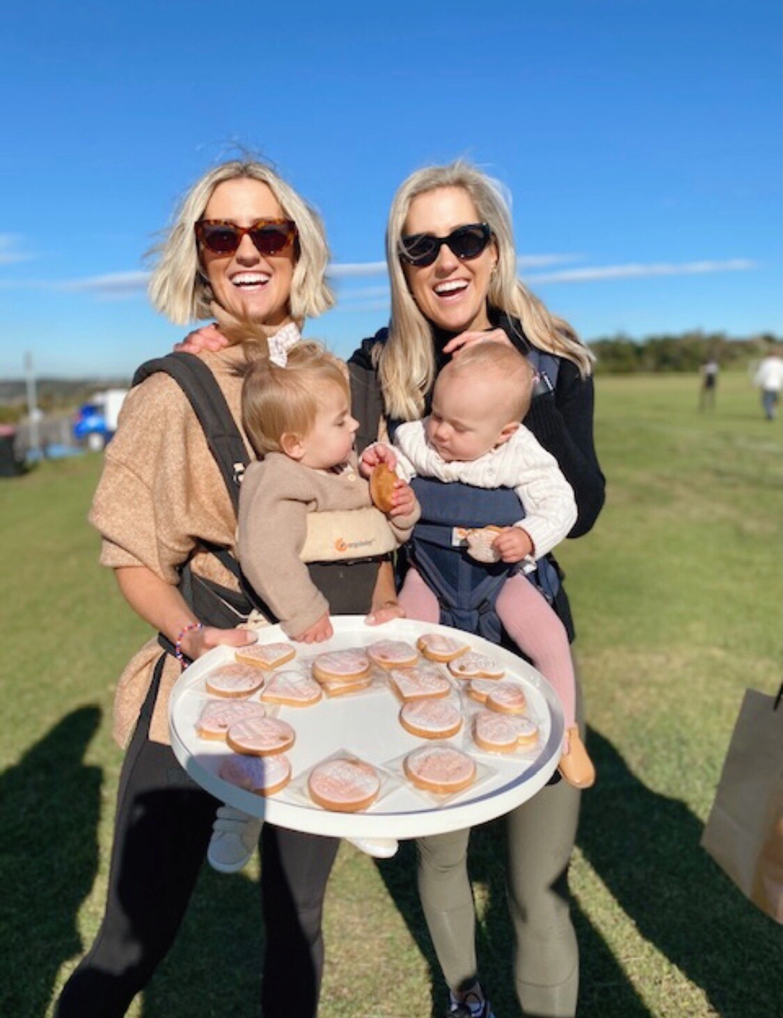 Twins Julia Carroll and Liz Bradley with their daughters Aurora Carroll and Heidi Bradley.