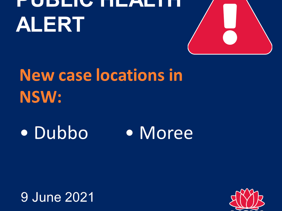 Public health alert for Moree and Dubbo (plus Coonabarabran and Forbes): new venues