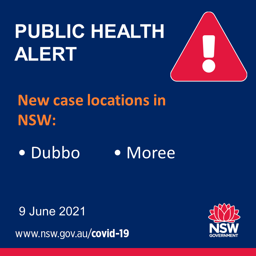 Public health alert for Moree and Dubbo (plus Coonabarabran and Forbes): new venues