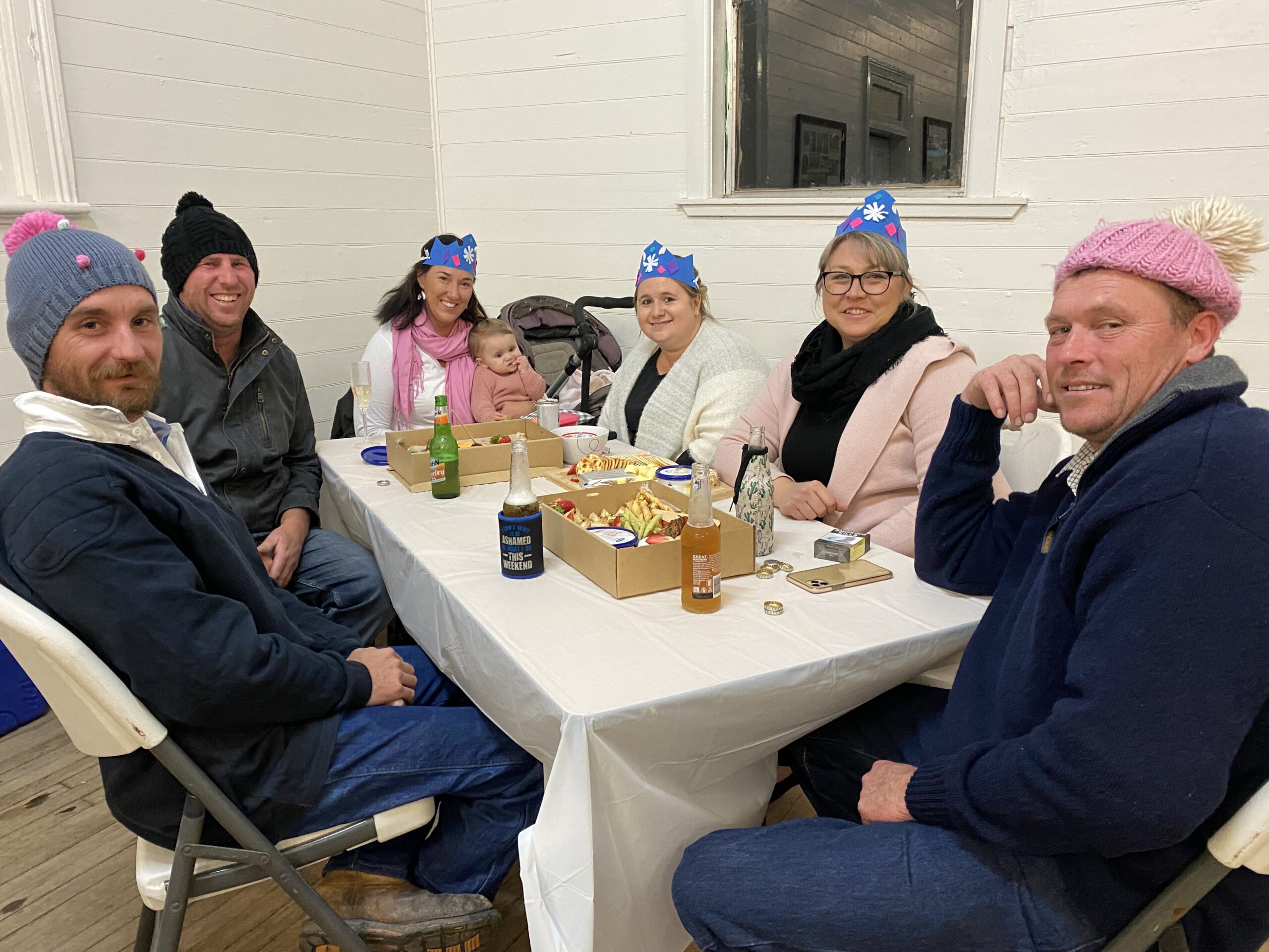 Back, Em Howie holding Poppy Thurston, left, Craig Ferris and Tommy Thurston, right, Jade Thurston, Vanessa Humphries and Charlie Constable.