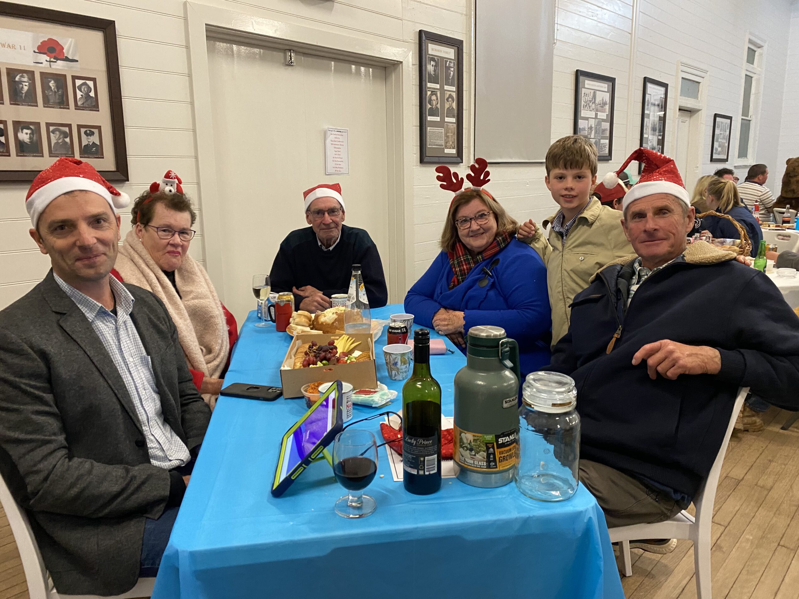 Back, Grahme Slack-Smith, left, Darrell Tiemens and Margaret Slack-Smith, right Elizabeth, Harry and Philip Powell.