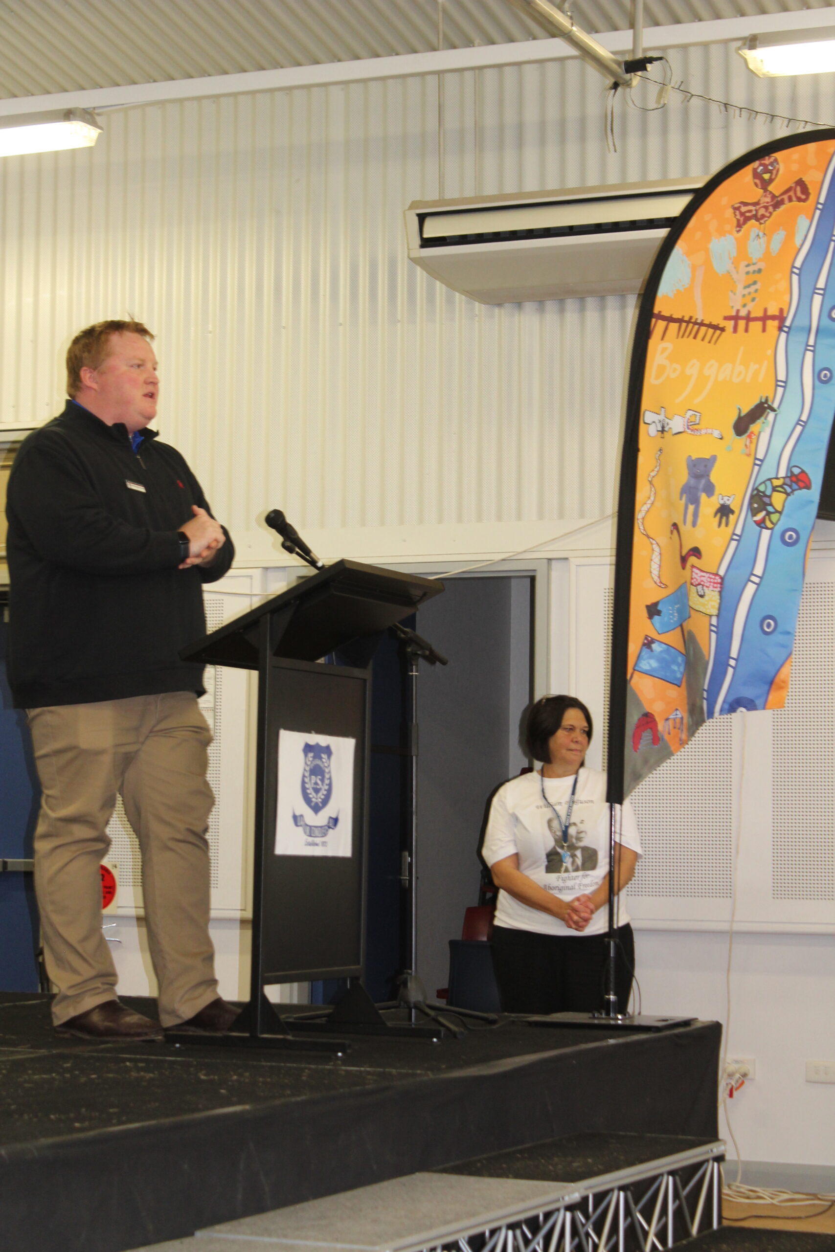 Benjamin Carter, principal of Boggabri, welcoming the participating schools supported by AEO Blanche Biles.