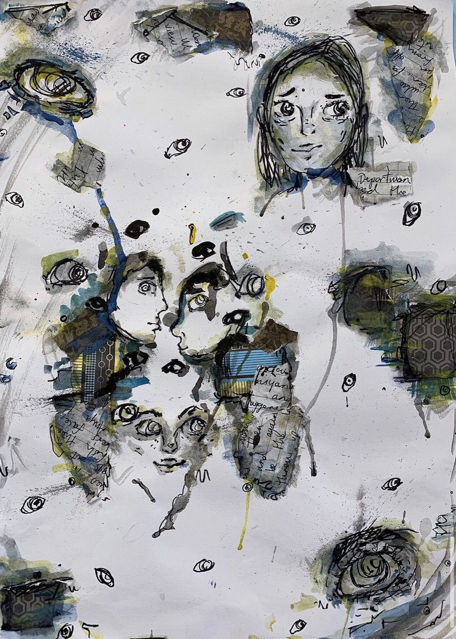 ‘Gray’ watercolour and collage by Jacky Ham.