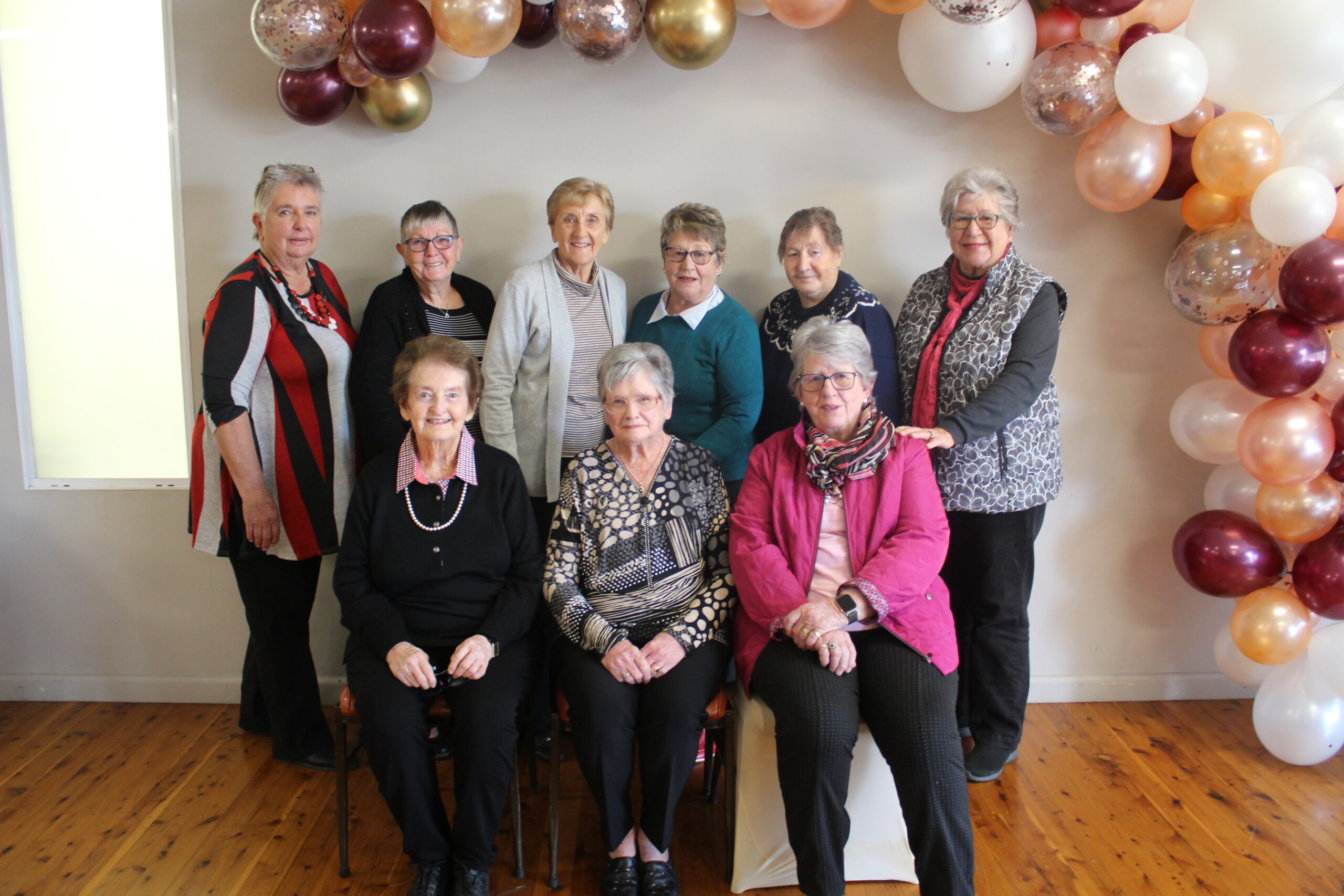 Some of Dawn's bowling club friends, back Eva Sadler, Kay Parker, Di Chessells, Helen Woodward, Denise Wall, Val Falkiner, front, Nola McNamara, Dawn Armstrong and Lyn Wedesweiler.