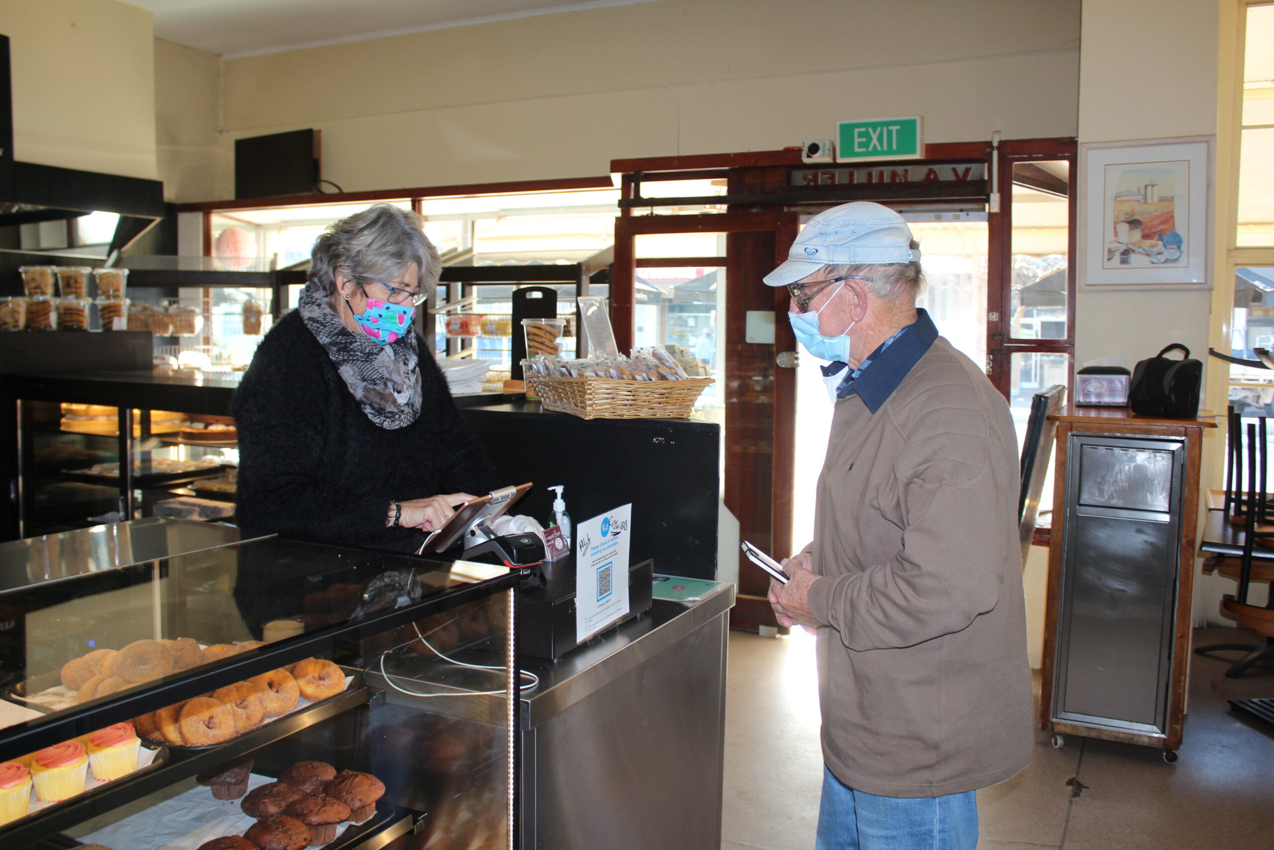 Kay Bernard checking in Peter Makim.