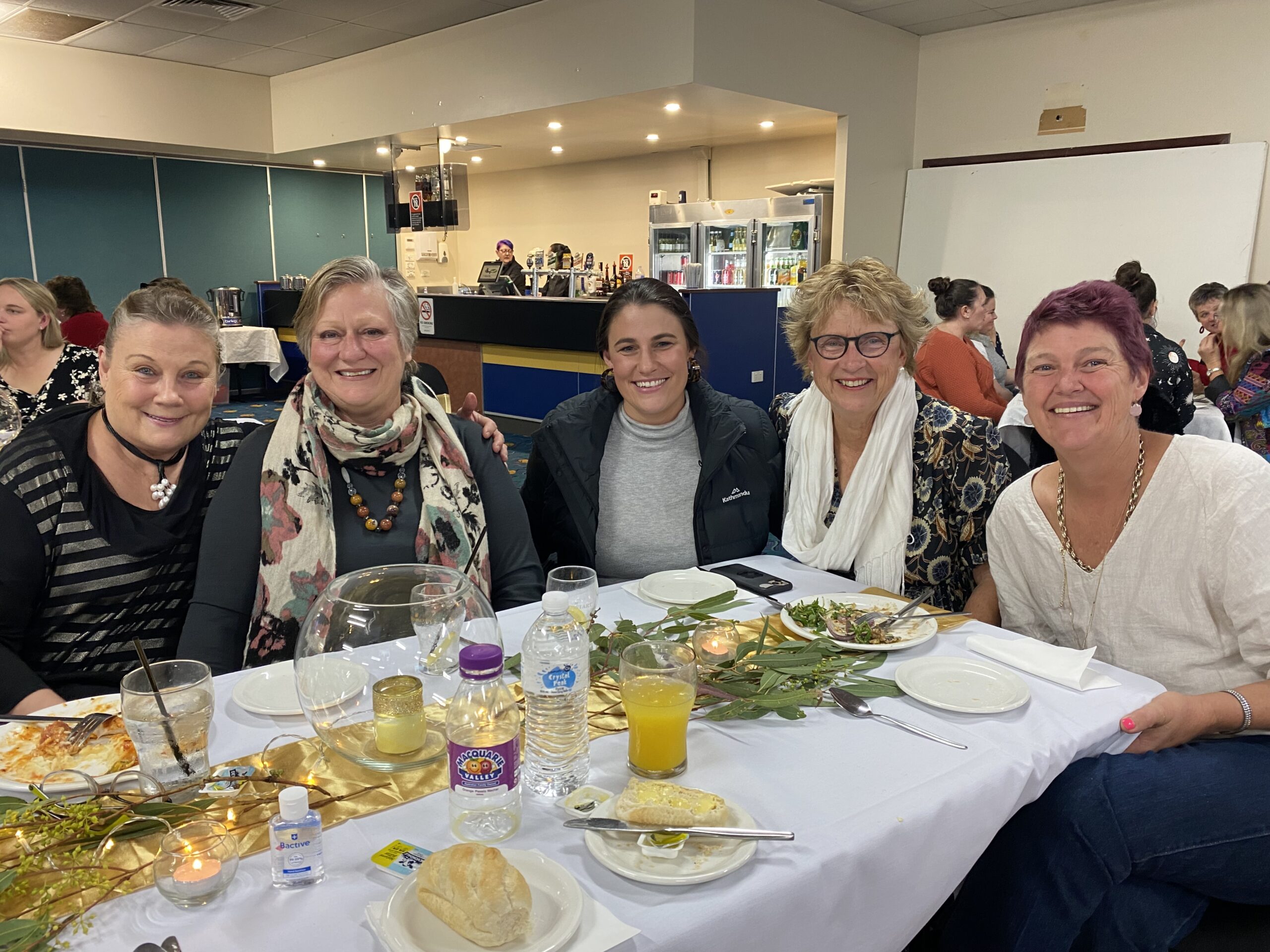 Lindy Farrer, Sandy Tapscott, Grace Farrer, Maria McDonell and Karen Kirkby enjoying the delicious food and great entertainment.