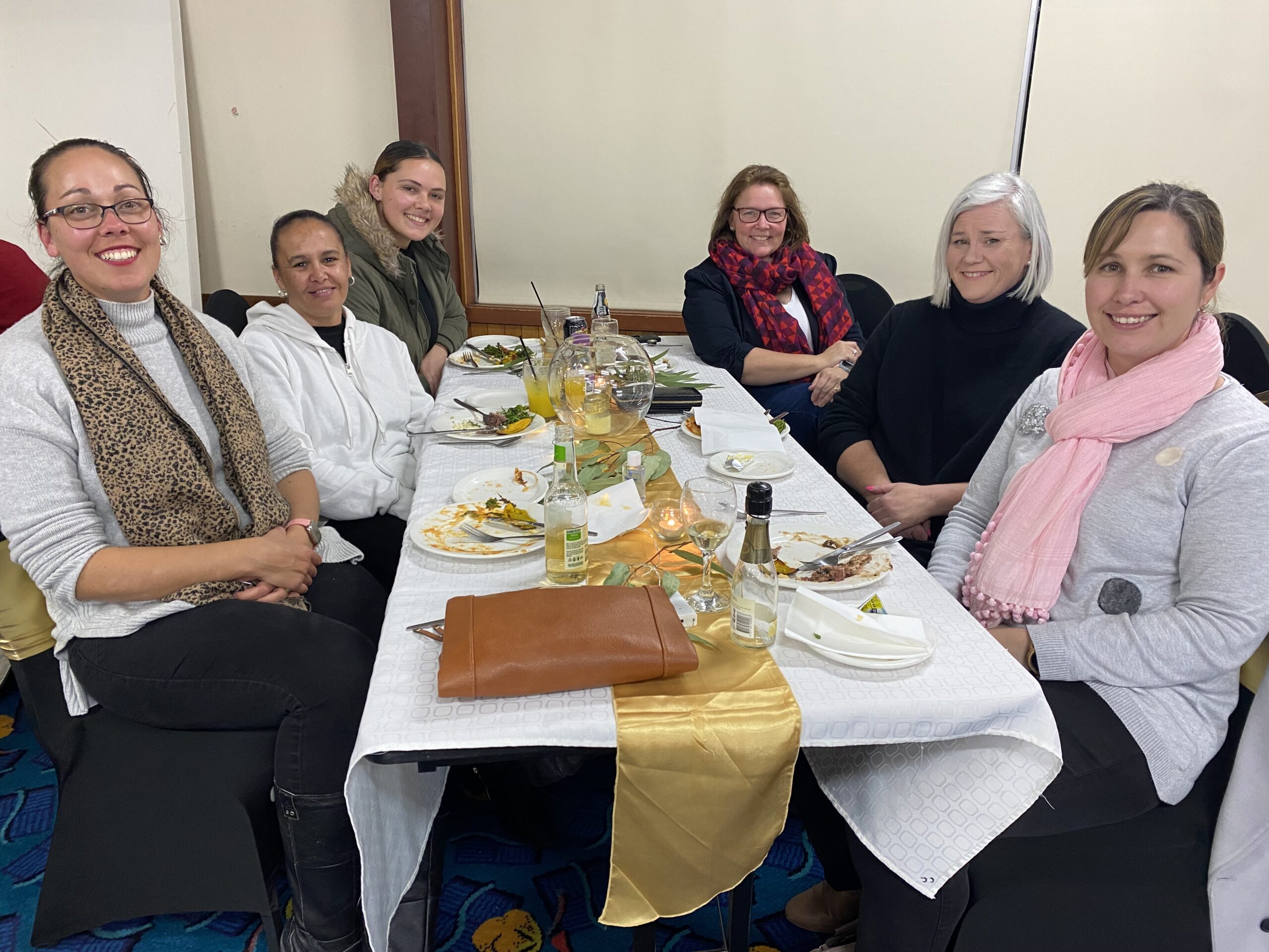 Left, Monique Soutter, Kristy Fuller and Vanessa Smallwood, right, Deanne Stanfield, Liz Webster and Karlee Hatton.