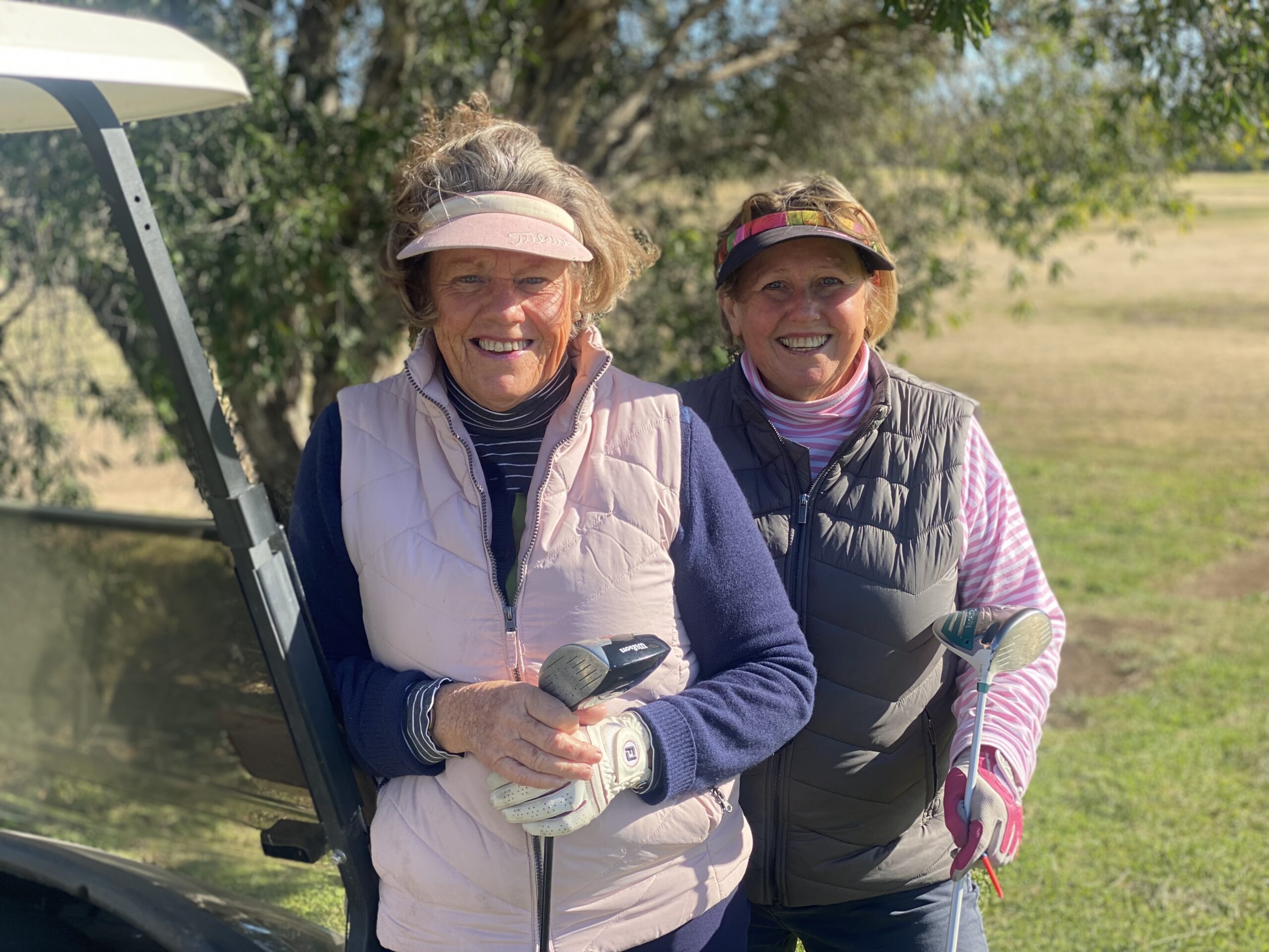 Mandie Freeman and Sally Boyle at the Ladies’ Golf Open on Sunday.