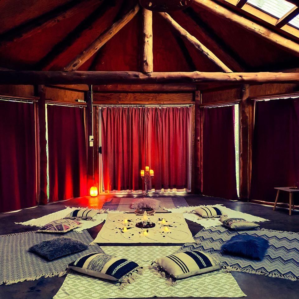 The studio styled by Kayla and called ‘The Enchanted Circle’, ready for meditation and relaxation classes.