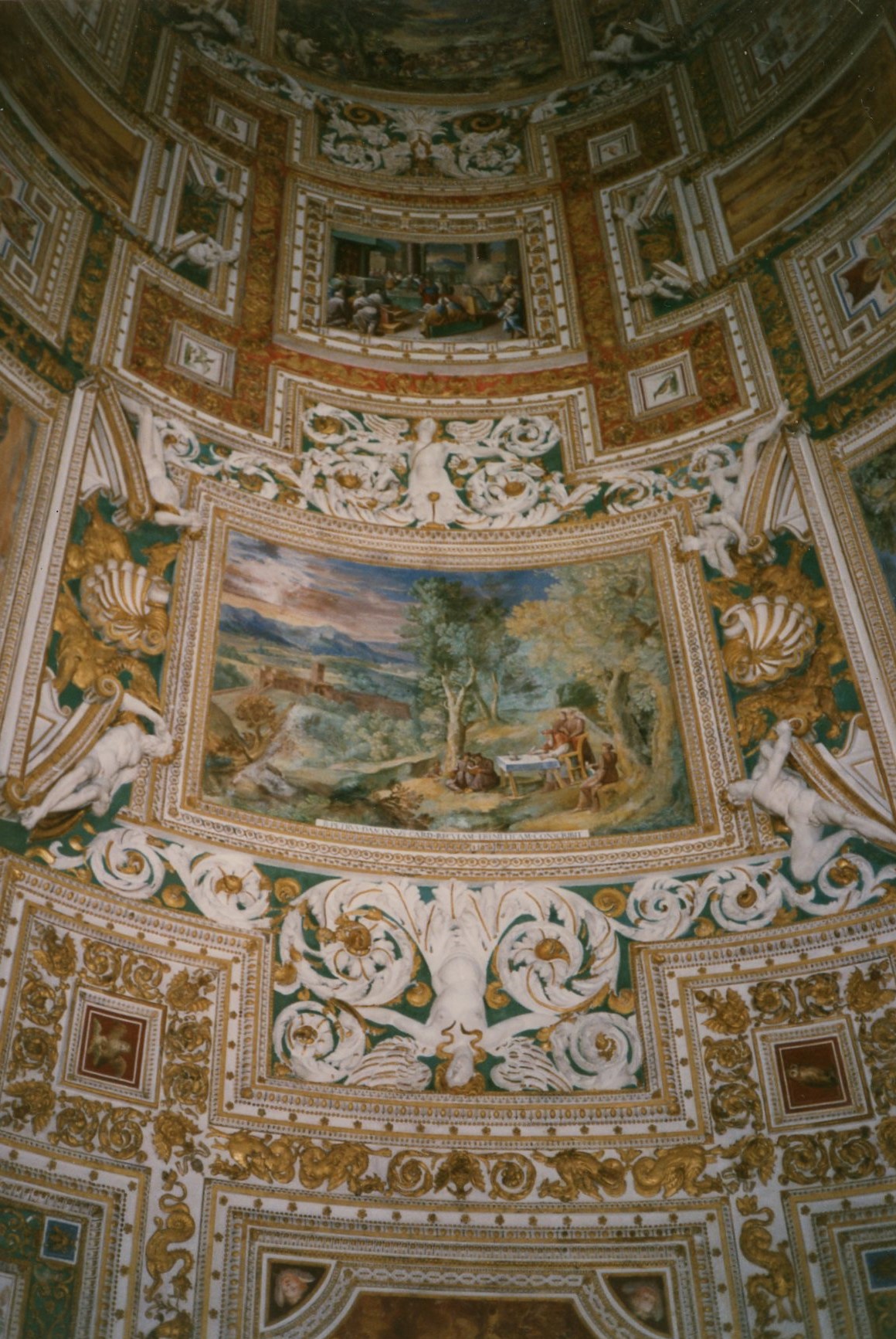The ceiling of the corridor leading into the Sistine Chapel, Vatican City, Rome.
