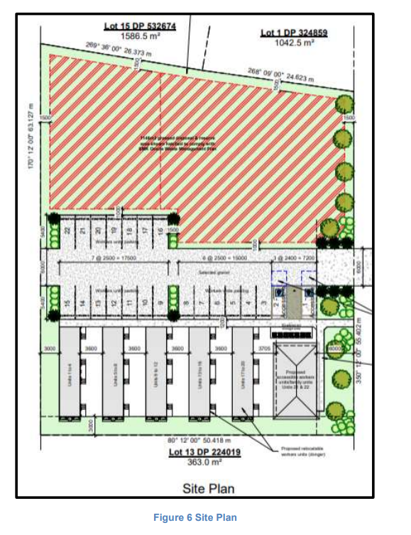 A site plan of the proposed development.