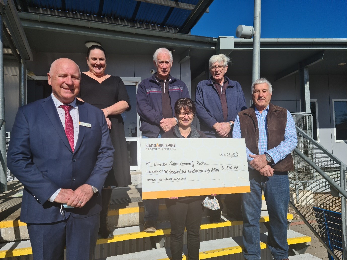 Narrabri Shire Community Radio 2MaxFM: Back, Amanda Keeffe, Anthony Welchman, Jeff Cloake, front, mayor Ron Campbell, Cassie Boyd and Cr Ron Campey.