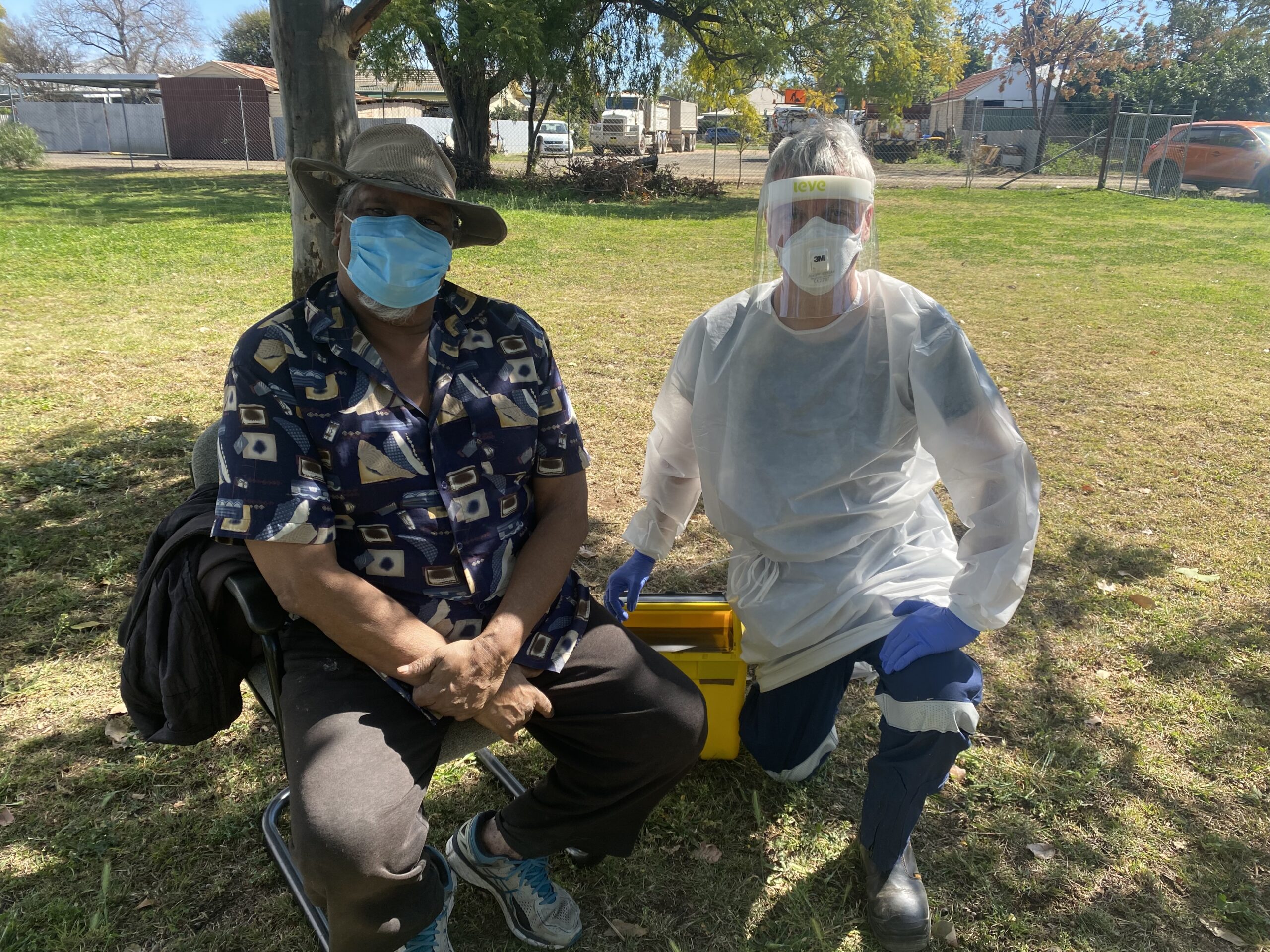 Anthony Barden and Phil Pascoe, a retrieval medical officer with the Royal Flying Doctor Service.