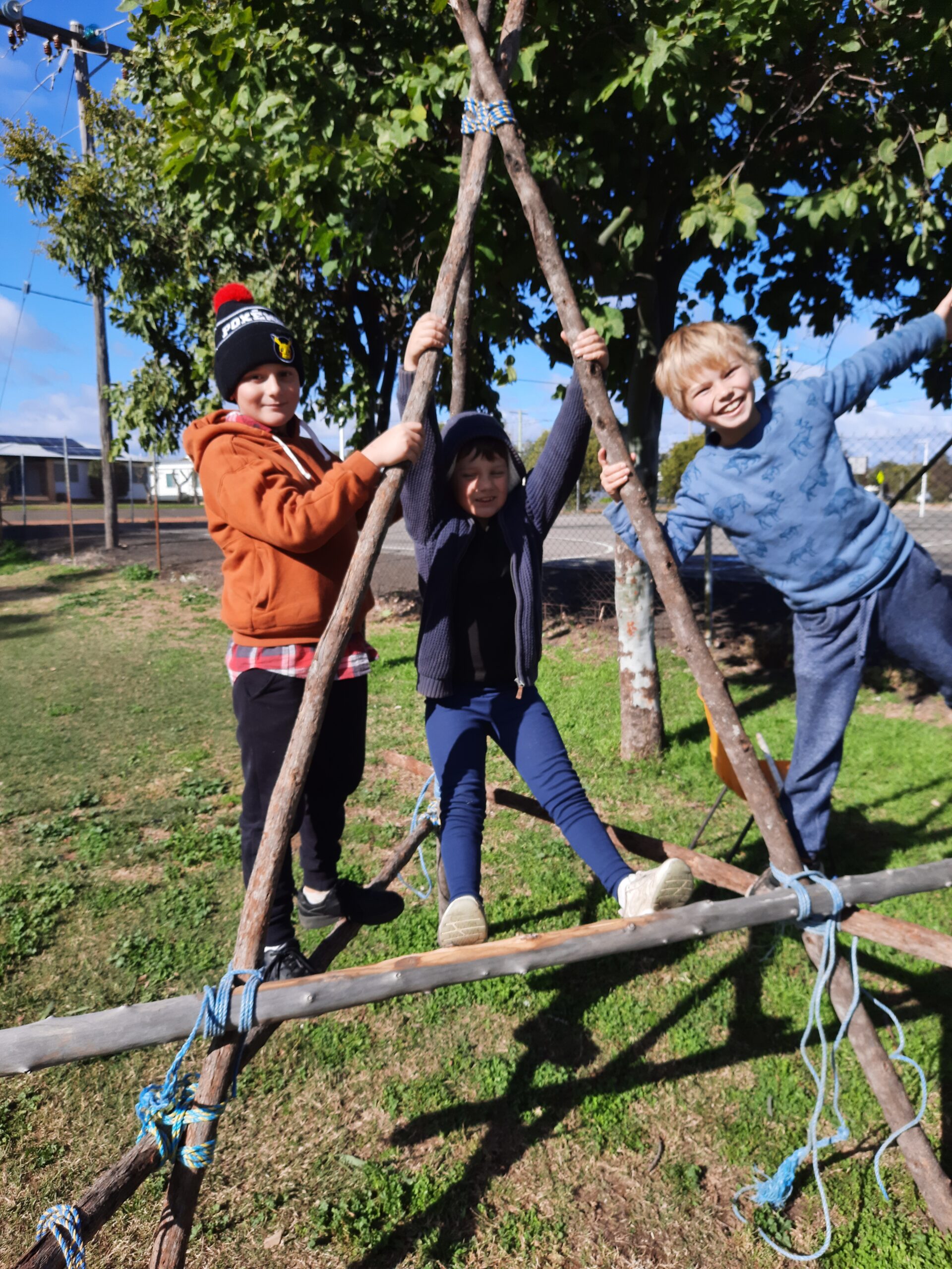 Part of the swing Cub Scouts Jordan Dunn, Lachlan Dunn and Coen Harris constructed for their stage two bushcraft project.