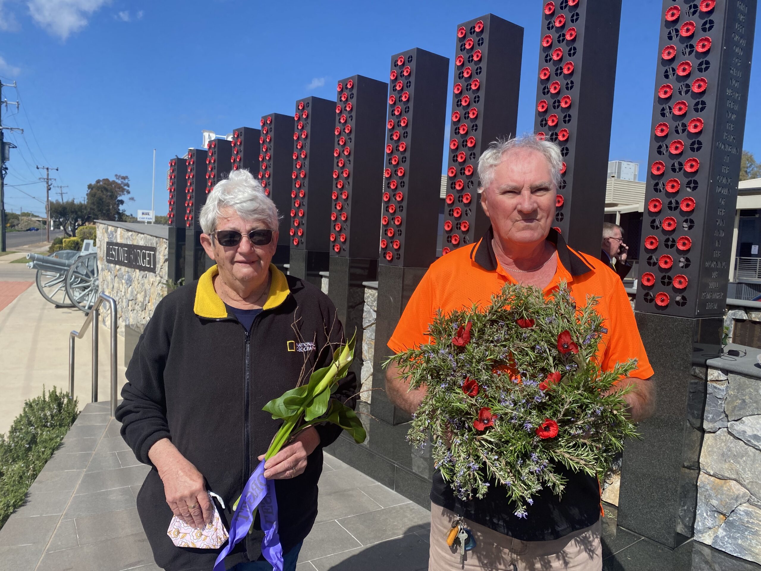 Secretary of Narrabri Legacy Helen Stoltenberg and RSL sub-branch affiliate member Daryl Farrar separately laid wreaths to mark Vietnam Veterans’ Day.