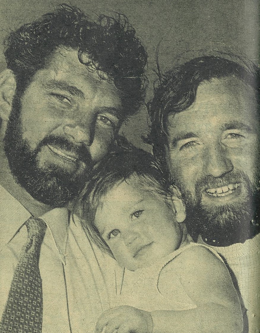 John Nipperess is pictured with Geoff Crapps, holding his then baby daughter Rosemary. John Nipperess is pictured with Geoff Crapps, holding his then baby daughter Rosemary.