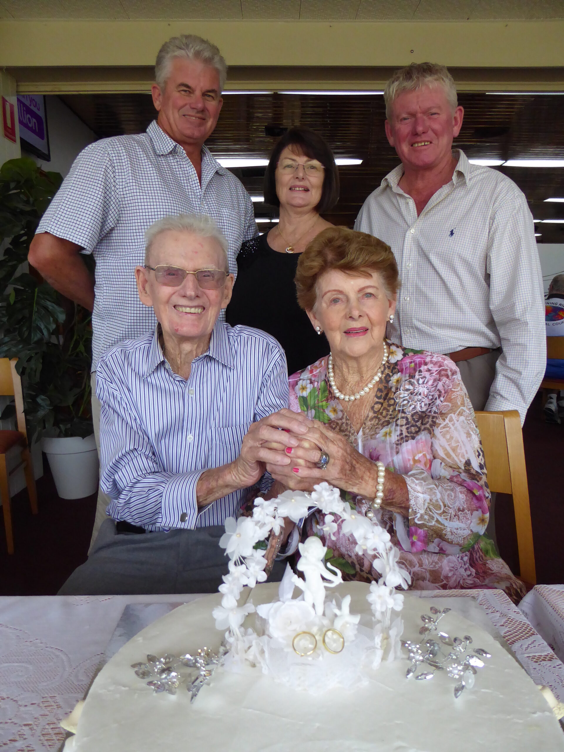 Bill and Beryl Heath on the occasion of their 70th wedding anniversary. Back, siblings Martin Heath, Neurelle McTaggart and Robert Heath, front Bill and Beryl Heath.